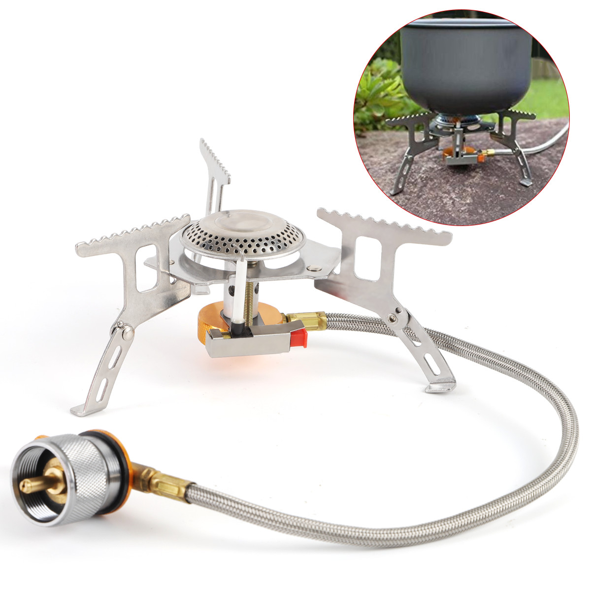 3900W Portable Folding Gas Propane Cooker Three Burner Camping Picnic Stove