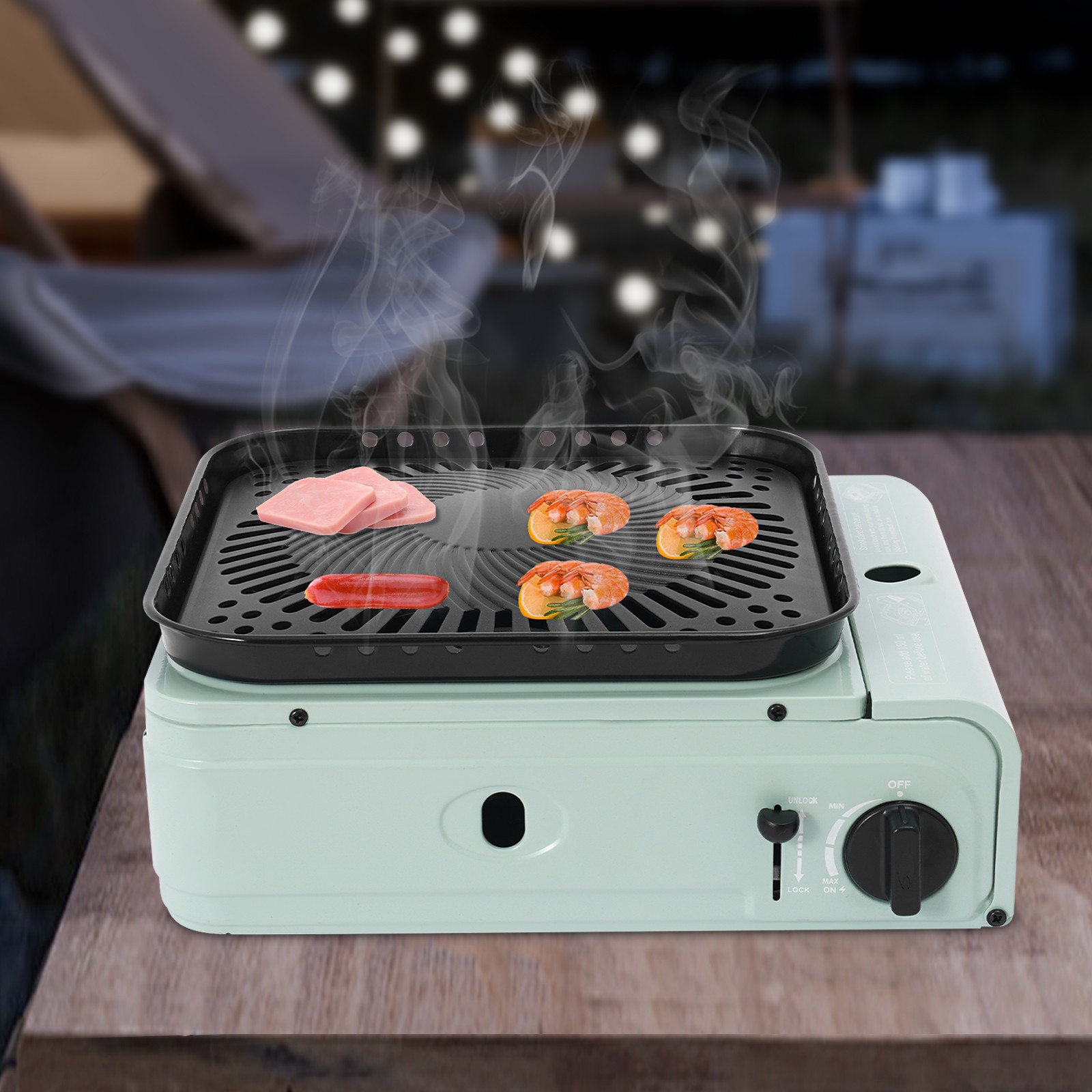 Camping Grill Stove, Portable Camping BBQ Gas Stove with Carry Case, for Camping
