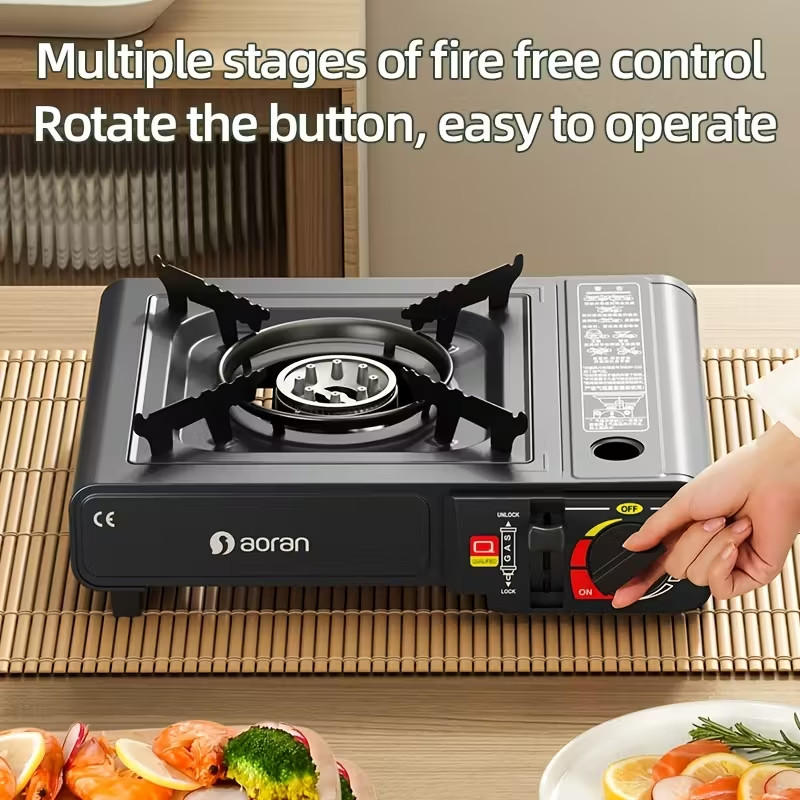 AORAN Outdoor/Indoor Camp Stove High Pressure Butane Portable Gas Cooker w/Pan
