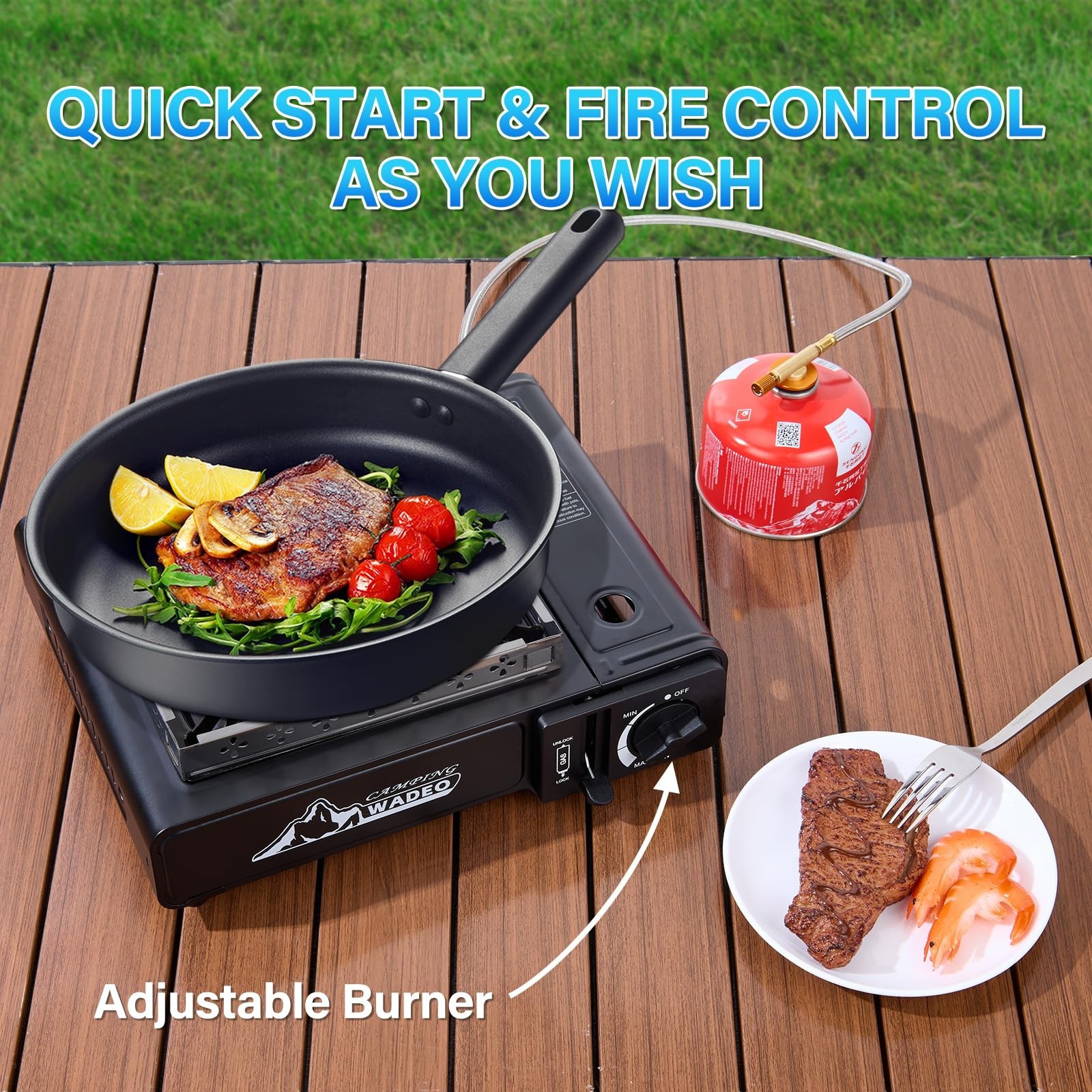 Three Fuel Portable Camping Stove with Windblocker with Carrying Case&Adapters