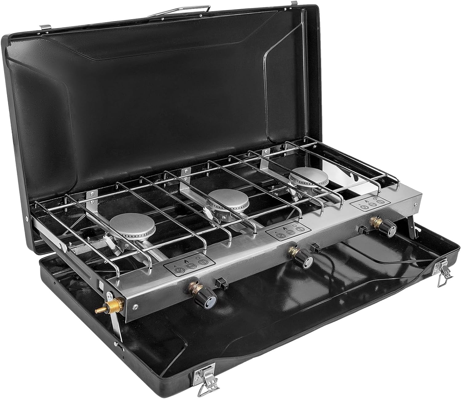Portable 3-Burner Propane Camp Stove with Instant Ignition for Outdoor Cooking