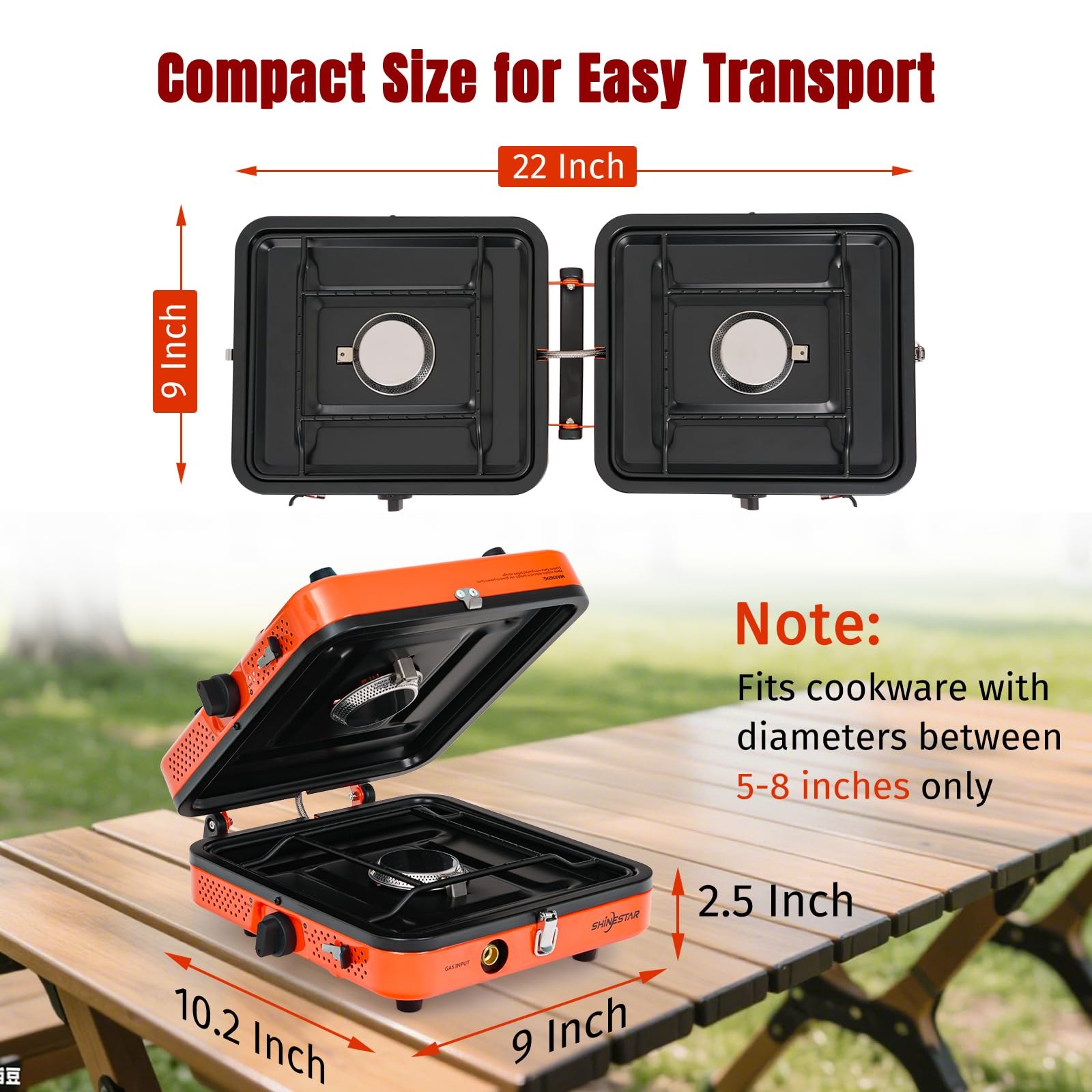Foldable 2 Burner Propane Stove & Gas Grill Camping Cooker W/ Case & Hose
