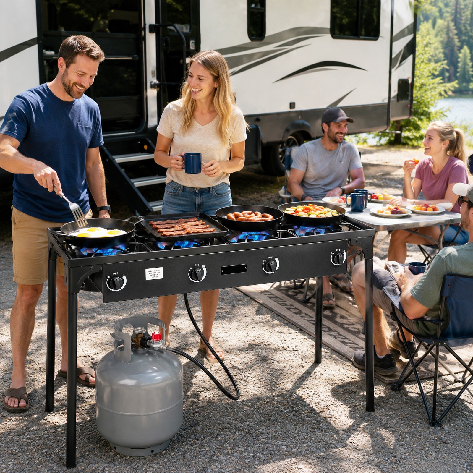 Zokop Propane 7.5W-22.5 BTU 3 Size Gas Burners Outdoor Cooker Stove BBQ Grill US