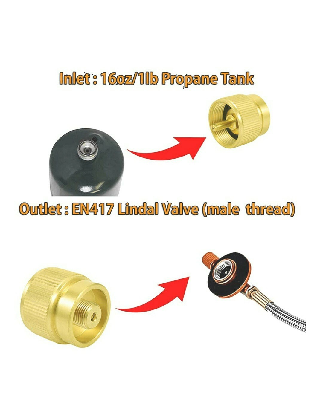 MCAMPAS Gas/Propane Adjustable Regulator Valve Adapter w/Elbow Nozzle 0.3mm
