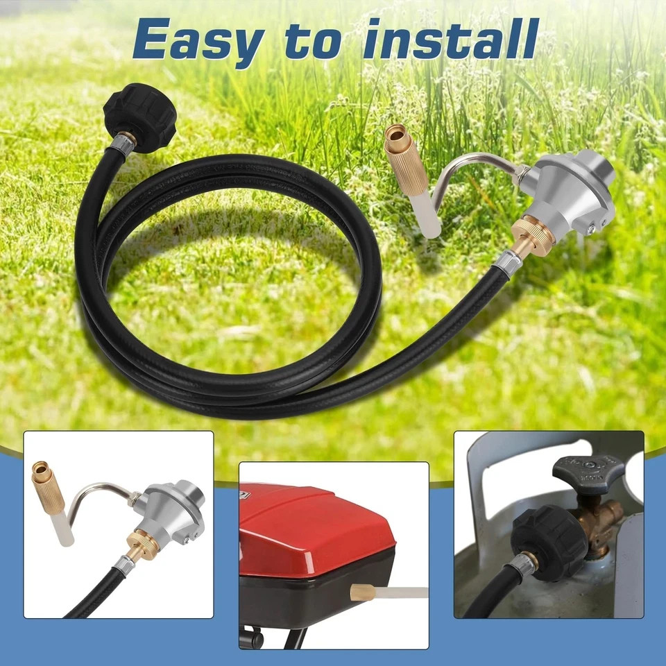 Grill Regulator for Coleman Roadtrip with 5 Feet Propane Adapter silver