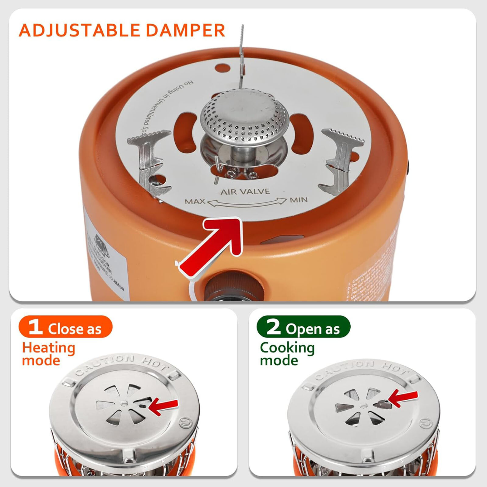 2 in 1 Portable Propane Heater and Stove Outdoor Camping Liquefied Gas Stove