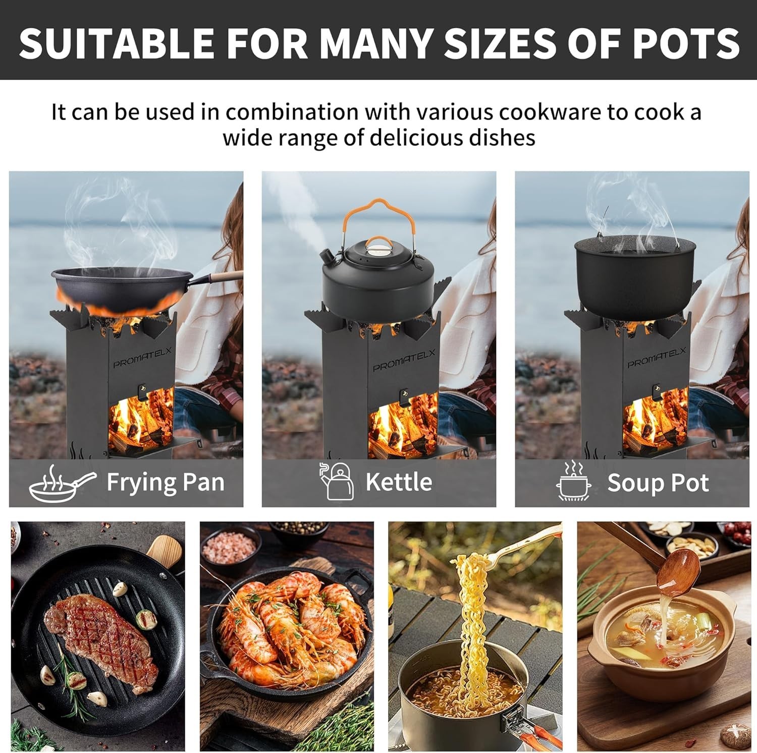 Rocket Stove for Cooking Portable Wood Burning Wood Fire Camping Backyard Cookin