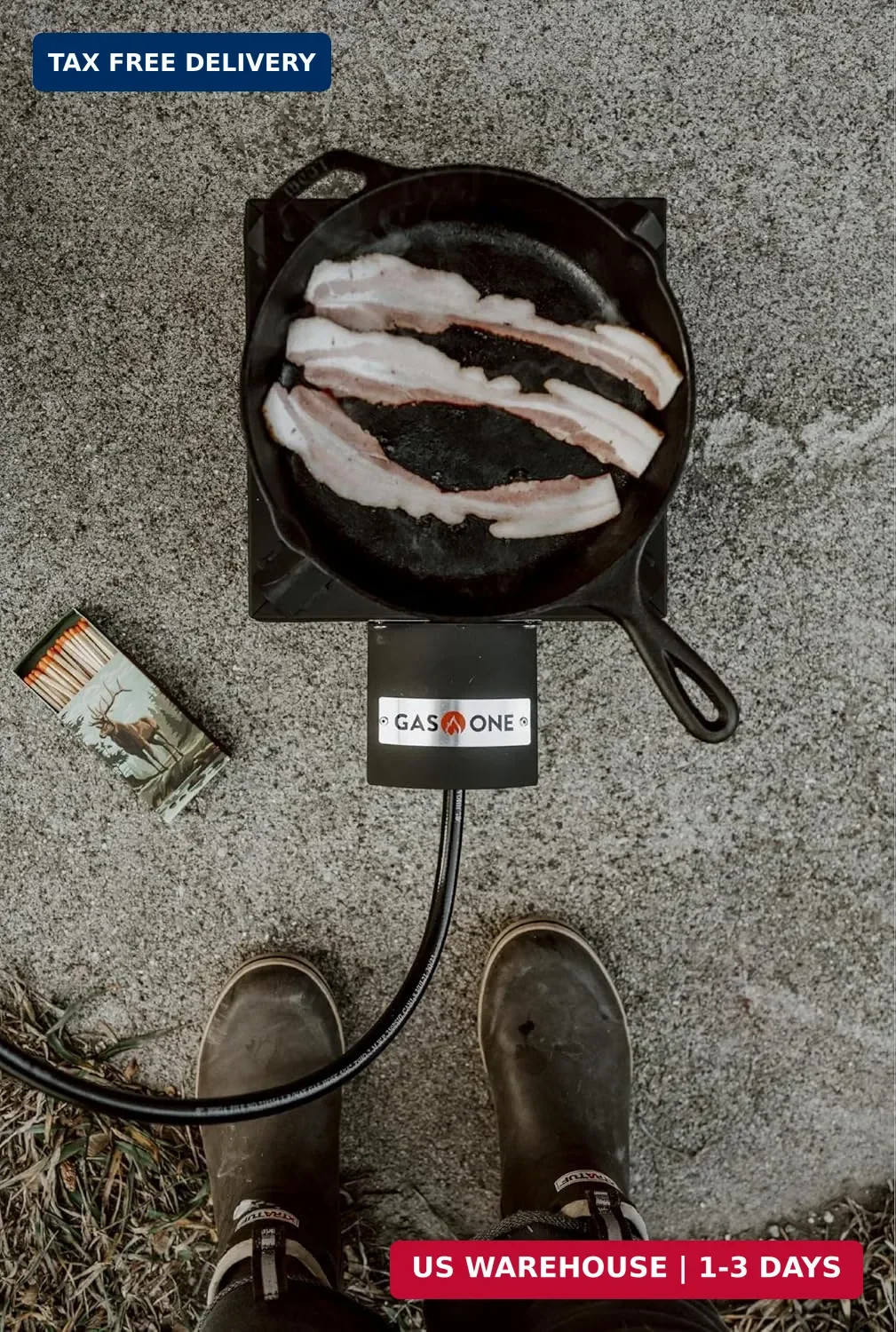 GasOne High Pressure Single Propane Burner – Outdoor Cooking with Heat Shield an