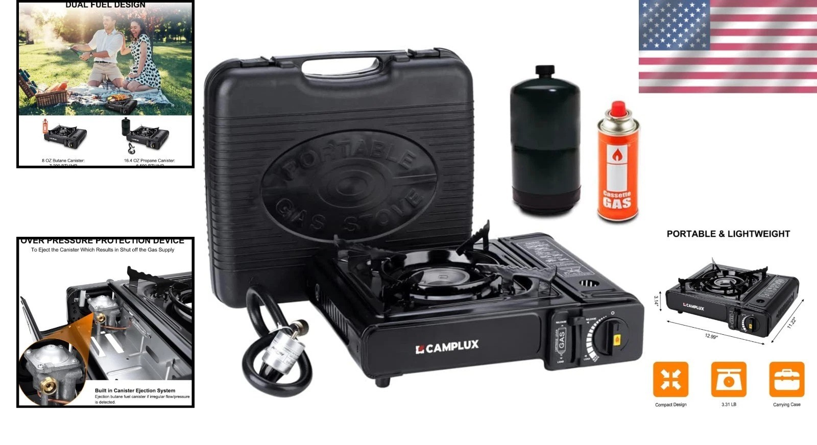 Certified Portable Butane & Propane Stove – Ideal for Camping and Emergency