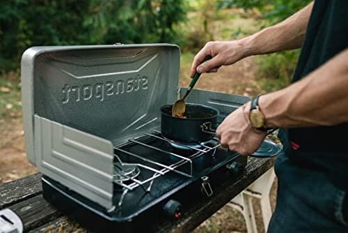 Stansport 2-Burner Propane Stove – Silver (203-05-95) – Black/Gray