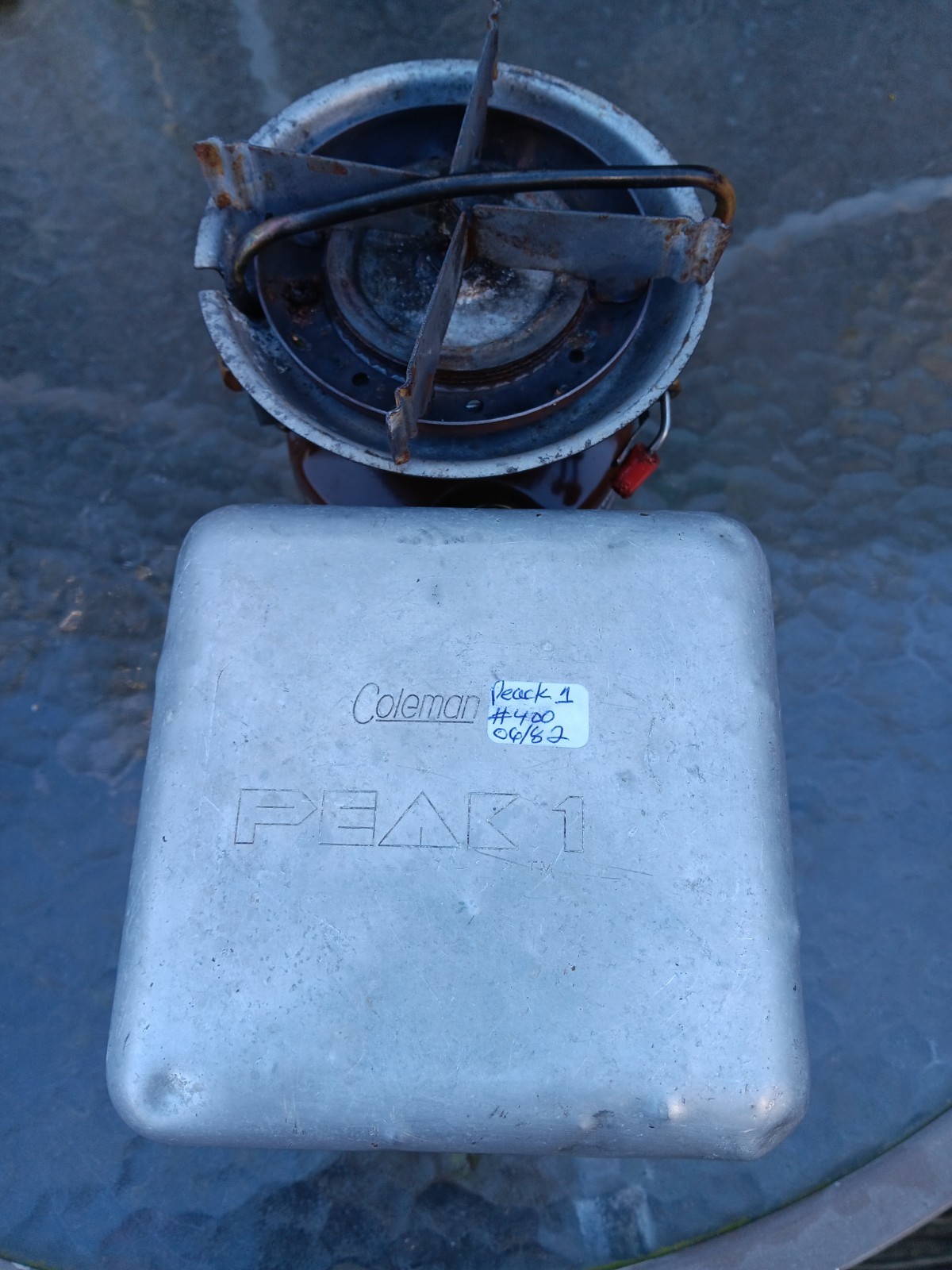 Coleman Peak1 M400 Lightweight Camp Stove Allum Pot/storage 6/82 USA 🇺🇸Nice1