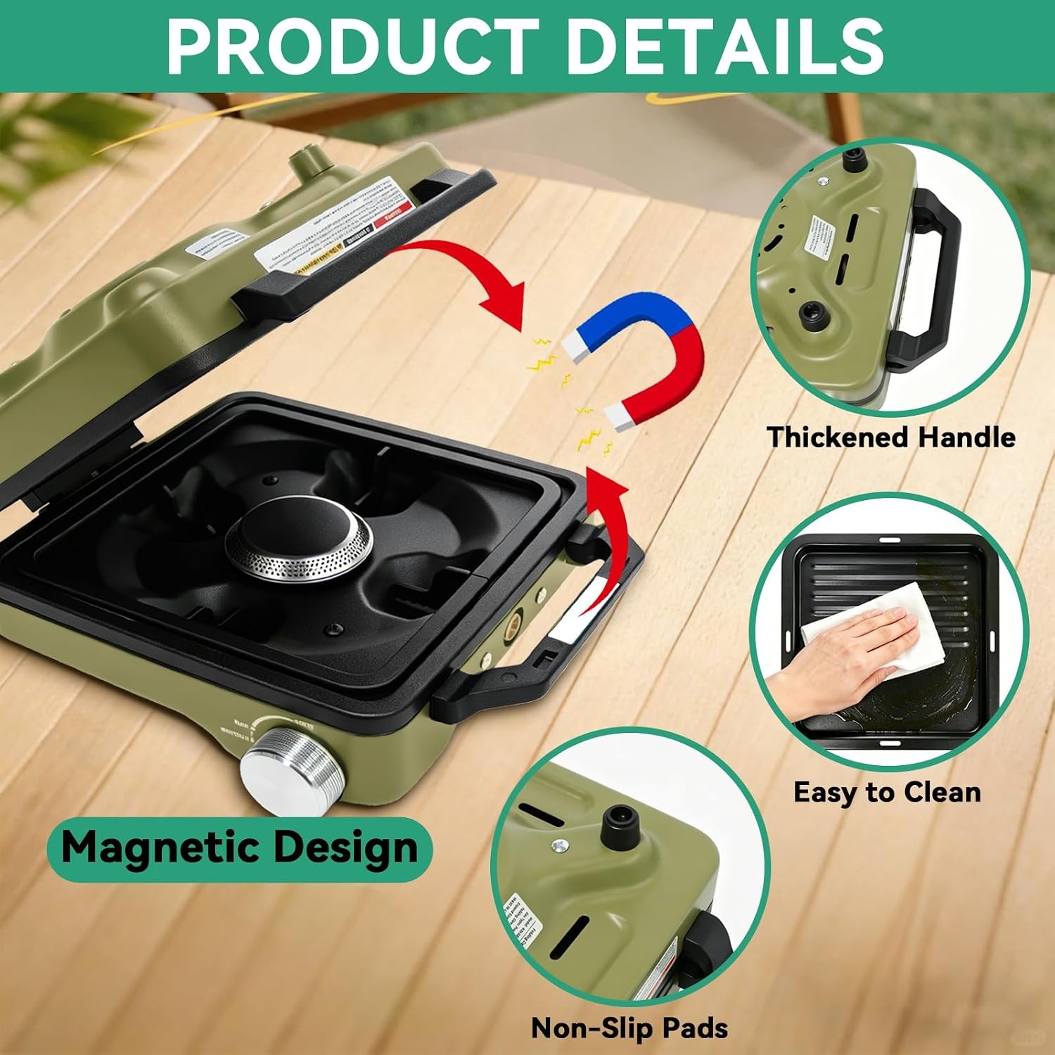 2 Burner Portable Camp Stove 24000 BTU Propane Camping Stove W/ Windshield