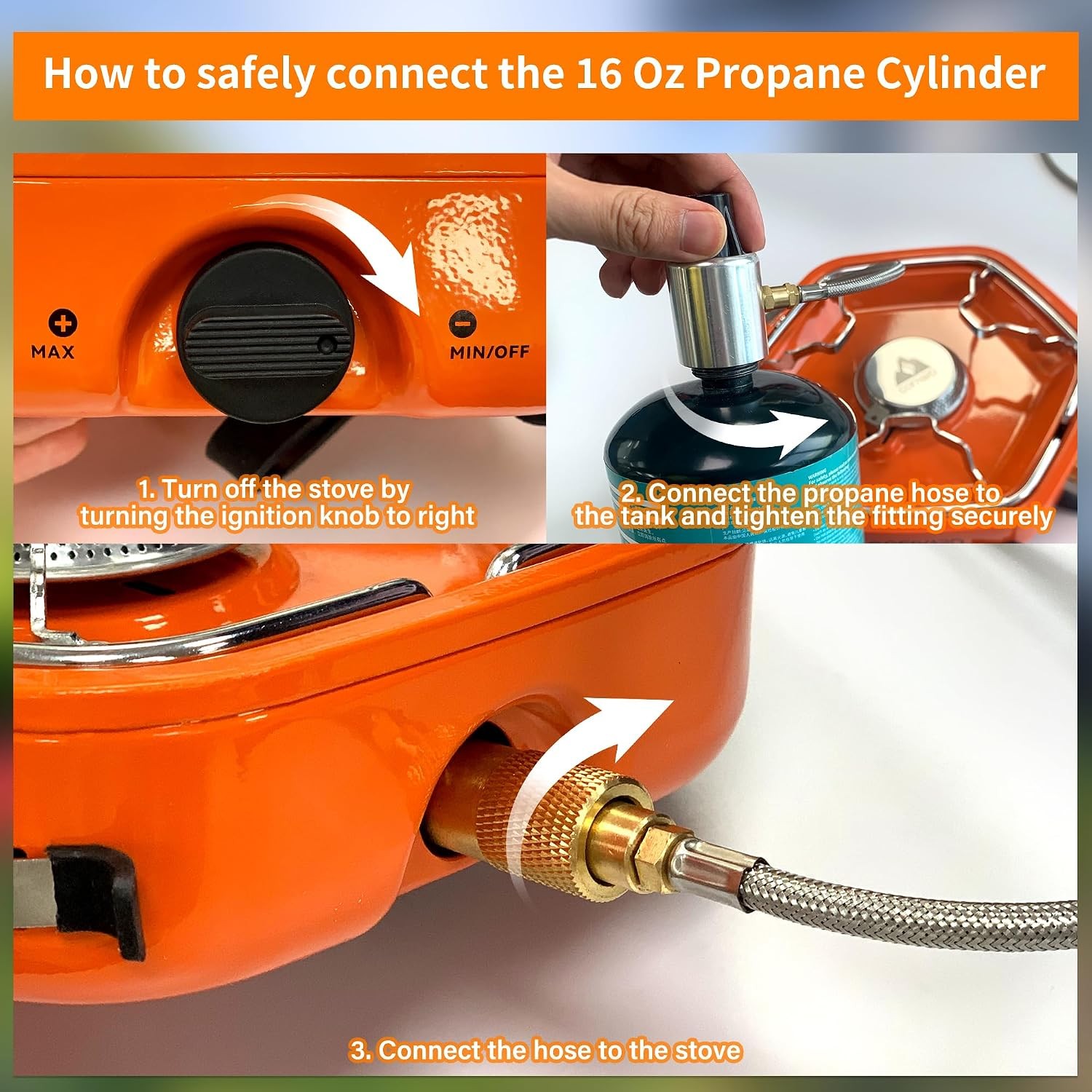 1-Burner Propane Stove Portable Camping Stove W/ Carry Strap Backpacking Camp