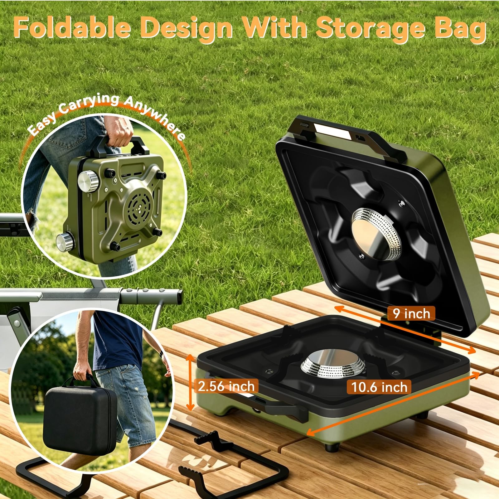 2 Burner Camping Stove with 2-In-1 Cookware Set, 24000 BTU Propane Gas Stove,…