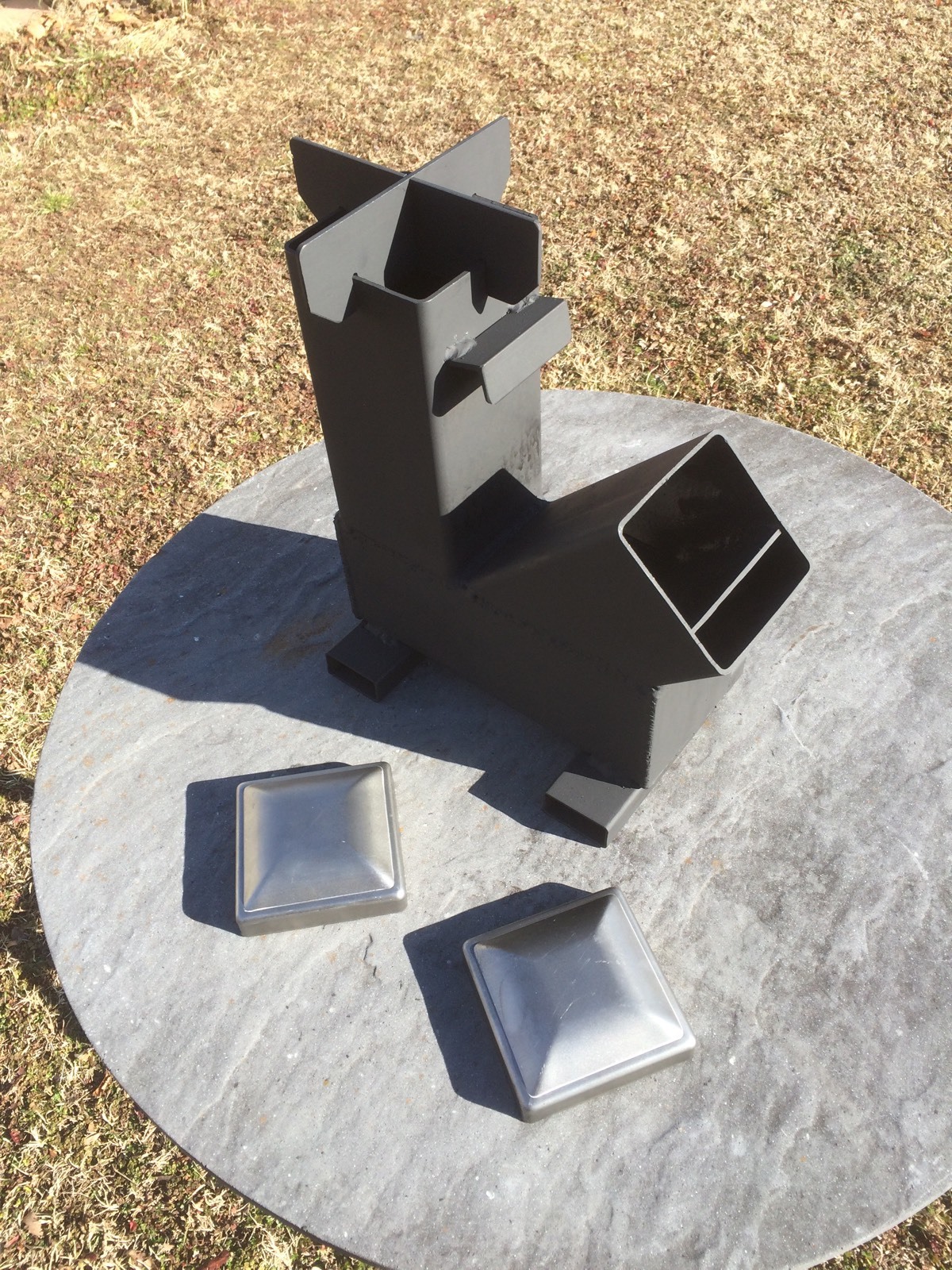 Gravity Feed Rocket Stove w/ caps by Outback Fabrications
