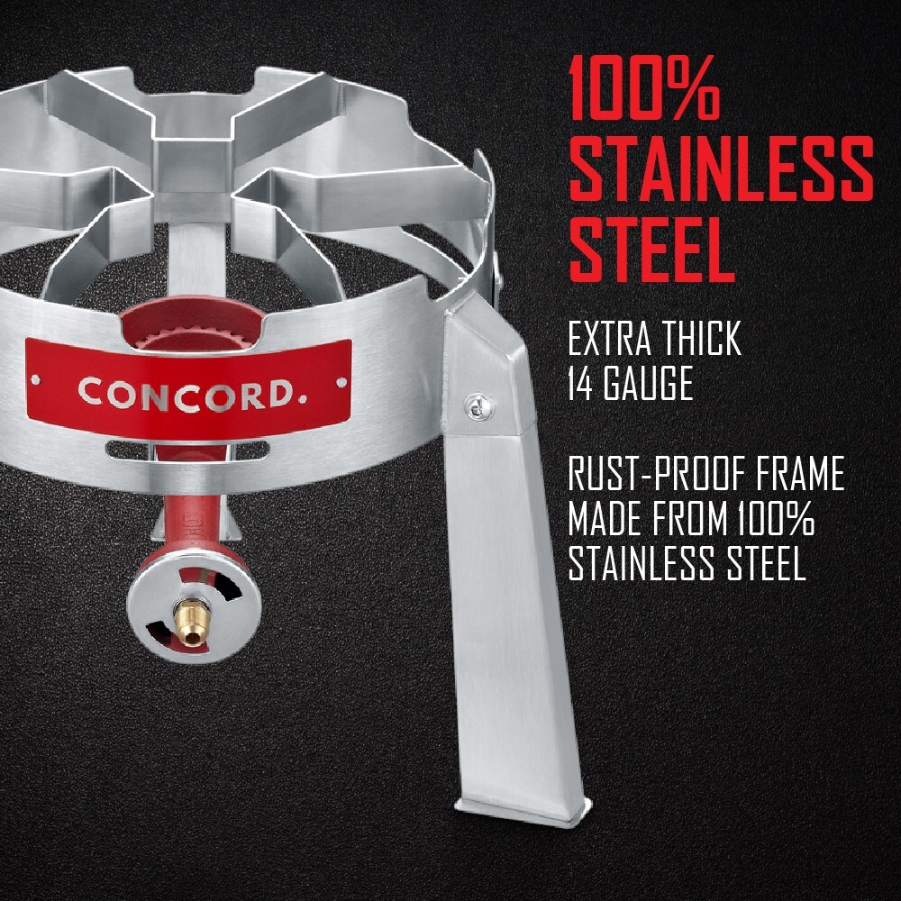 CONCORD Titan Burner. Stainless Steel Single Propane Burner. 50,000 BTU.
