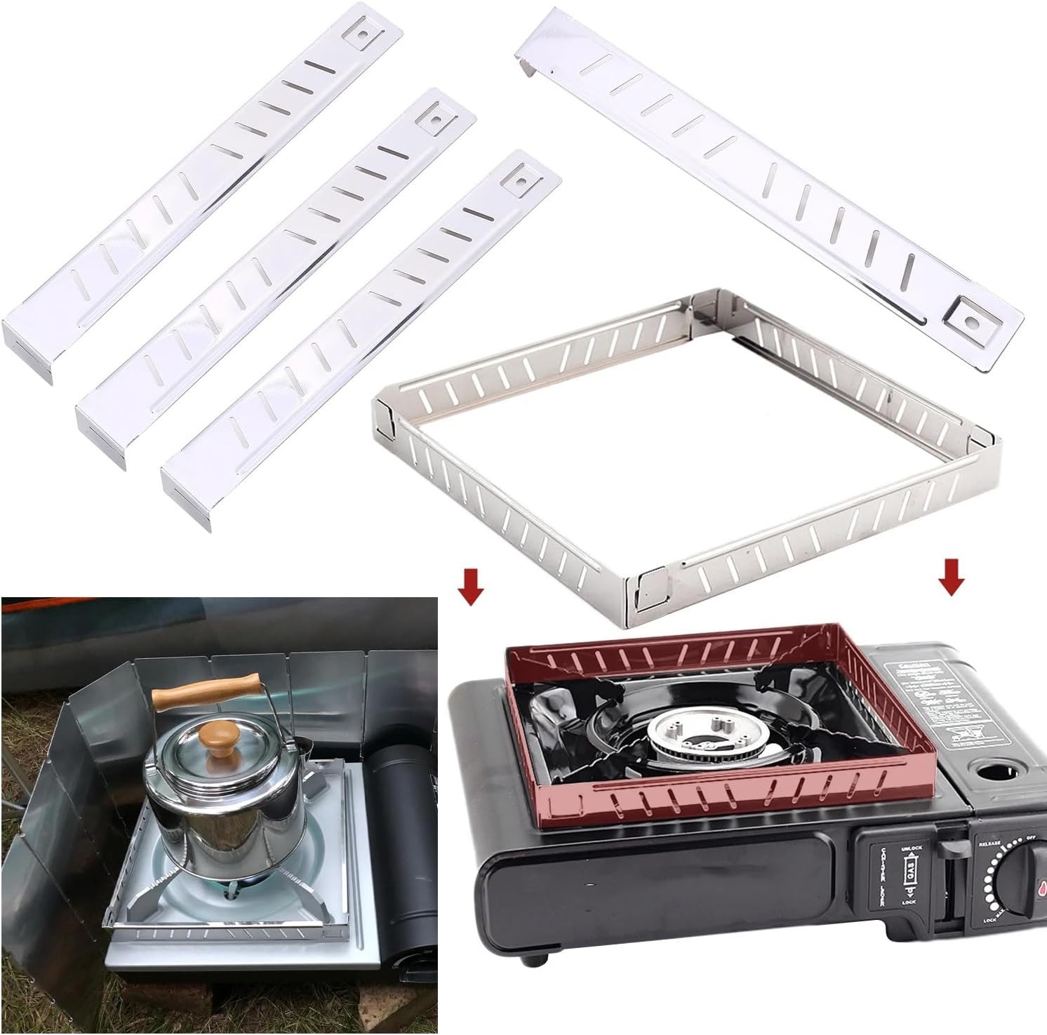 2 Pack Camping Stove Wind Guard Windscreen Blocker Compact Detachable Windshield