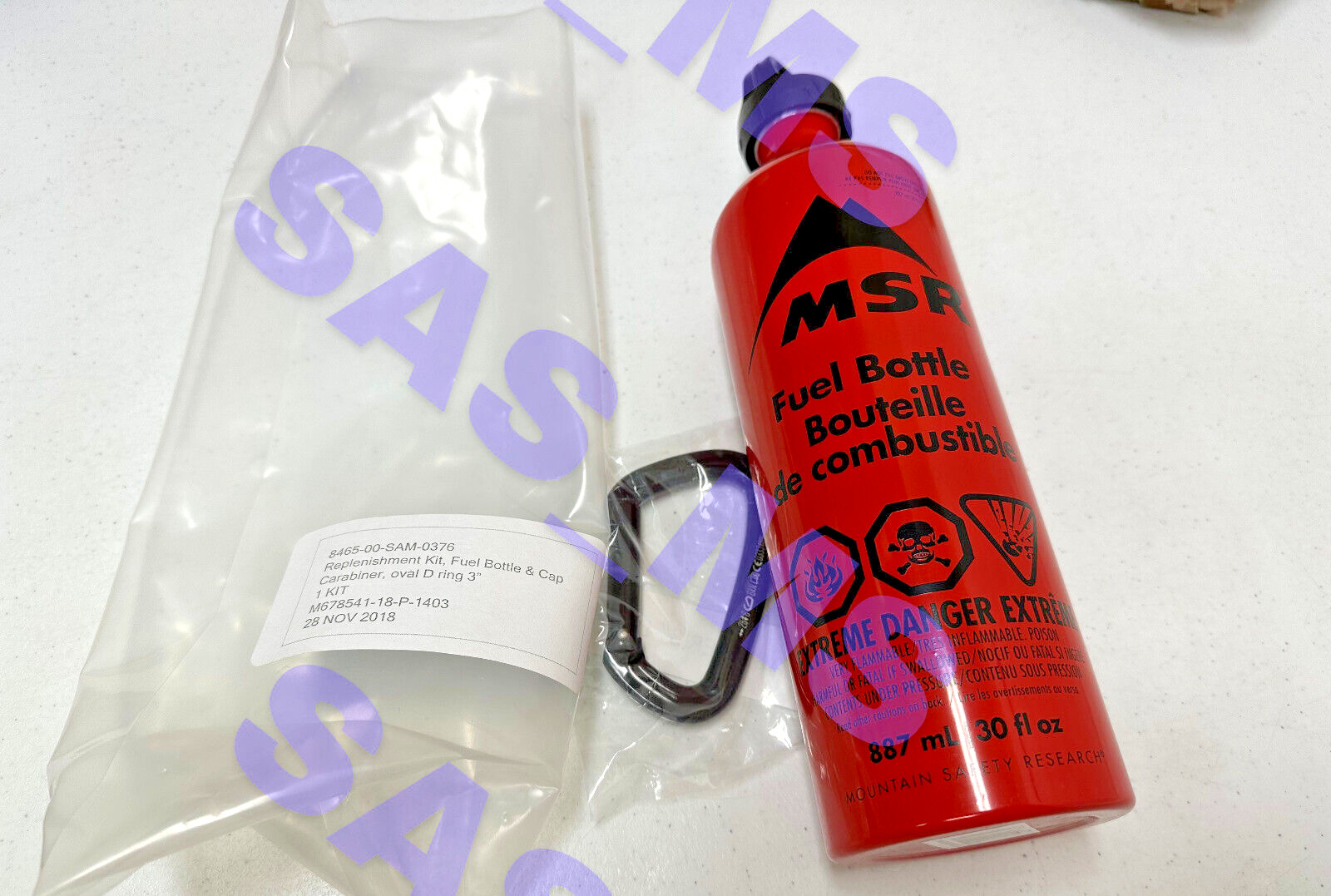 MSR LIQUID FUEL ALUMINUM BOTTLE LEAK PROOF 30 OUNCE WITH 3 INCH D RING NEW