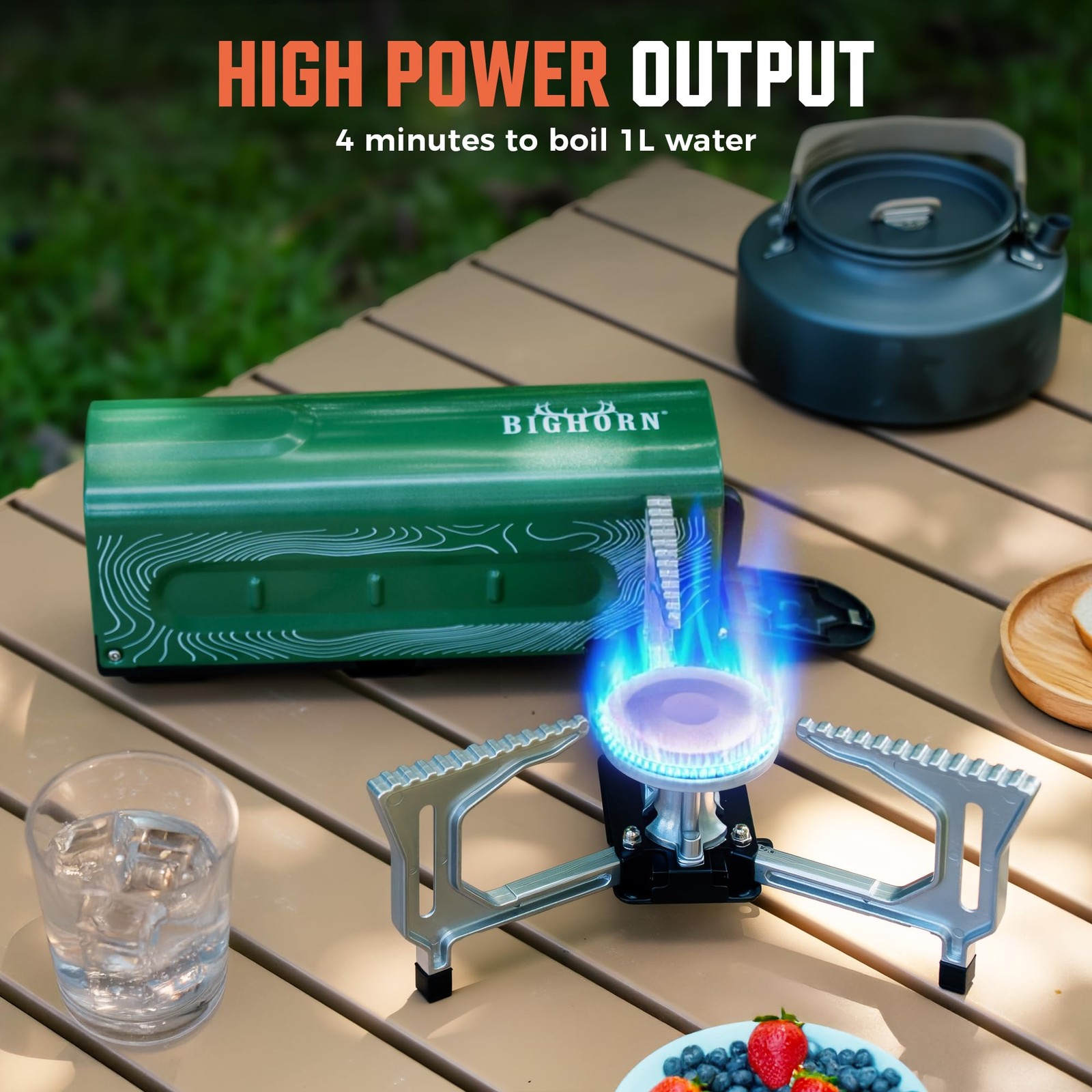 BIG HORN OUTDOORS Butane Camping Stove, Portable Folding Gas Burner with Carr