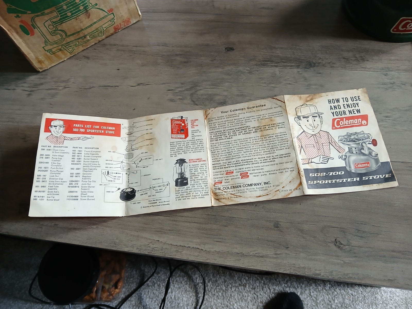 Vintage Coleman One Burner Sportster Stove 502-700 w/ Box & Booklet (1974)