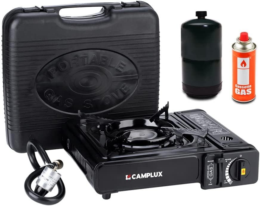 Dual Fuel Propane & Butane Portable Stove with Carrying Case for Outdoor Cooking