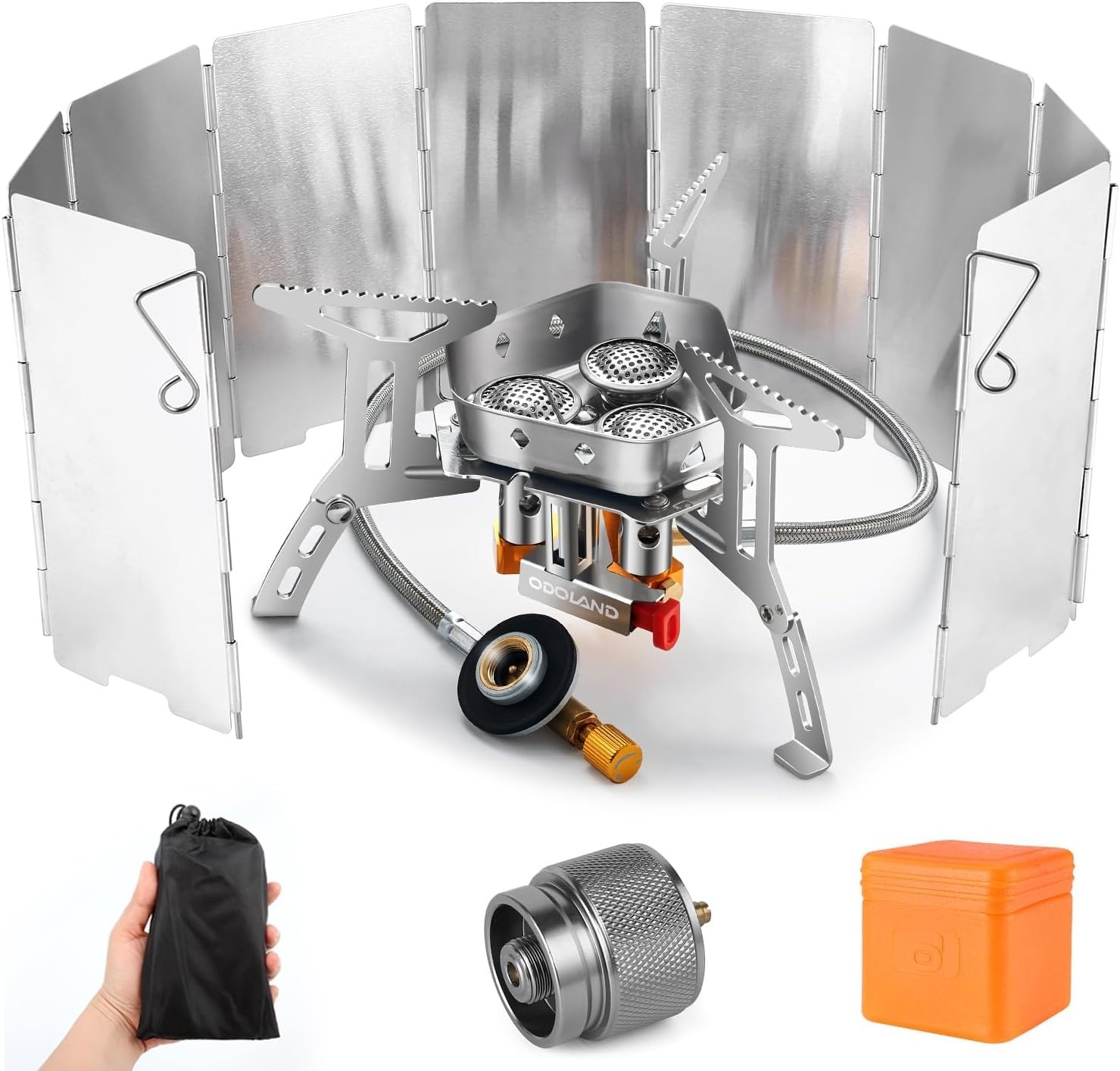 3500W 6800W Windproof Camp Stove with Windscreen for Hiking and Outdoor Cooking