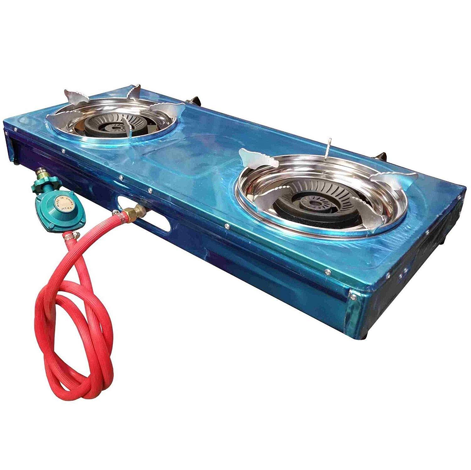 DOUBLE BURNER STOVE DOUBLE HEAD PORTABLE PROPANE GAS FOR OUTDOOR CAMPING