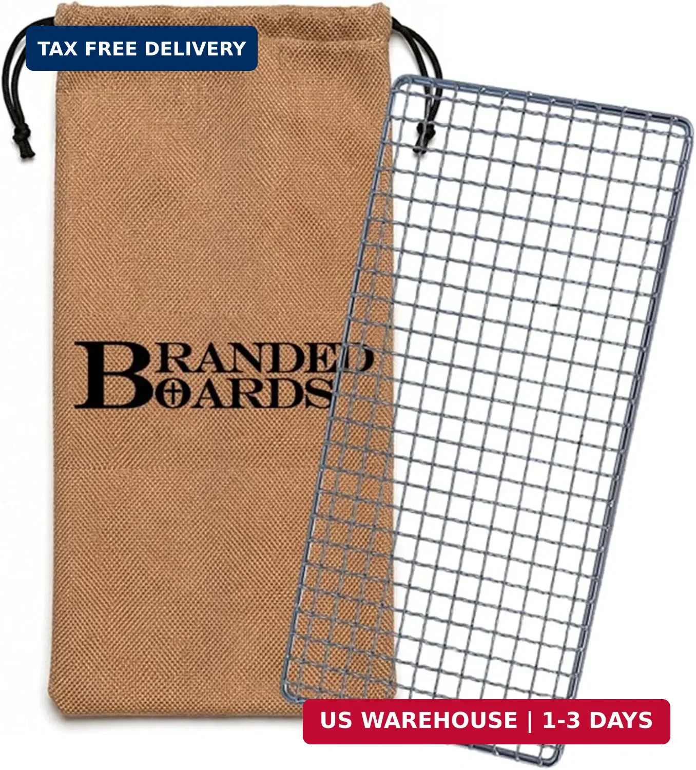 Portable Bushcraft 304 Stainless BBQ Cooking Grill Grates & Burlap Hemp Drawstri