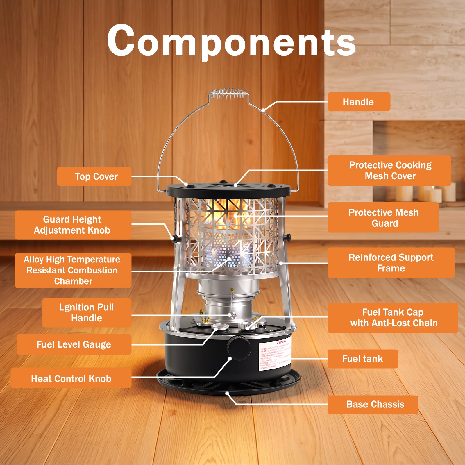 2600W Portable Oil-fired Petroleum Heater Stoves Camping for Indoor Outdoor – 5L