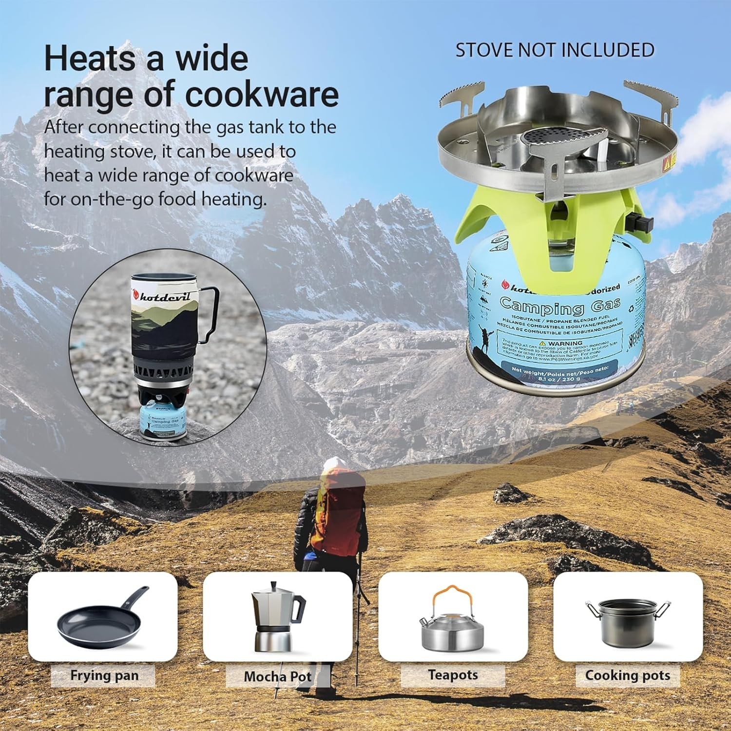 Hotdevil 6xCamping Stove Fuel Portable 100g Butane Propane Blend Isobutane Cas