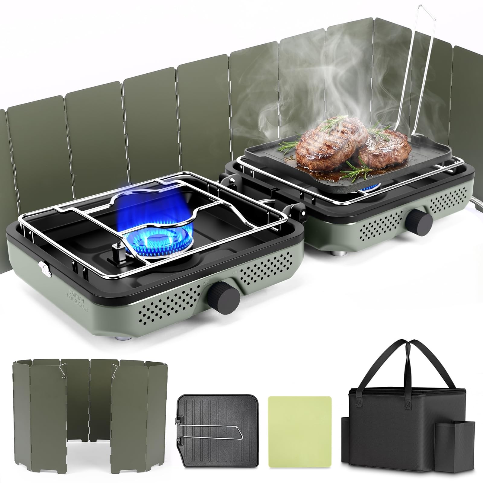 Camping Stove,2 Burner Propane Camping Stove with Windscreen,30,000 BTU Porta…