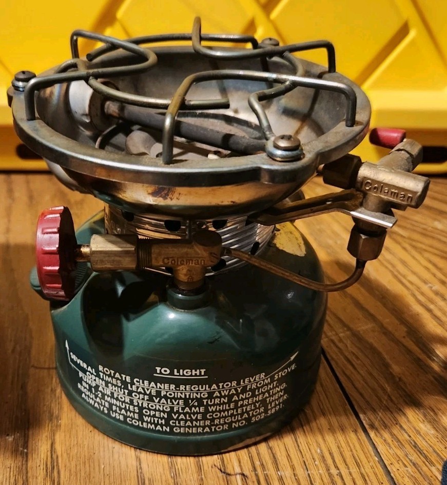 Vintage Coleman Sportster Camping Stove 502-700 One Burner Green In Original Box