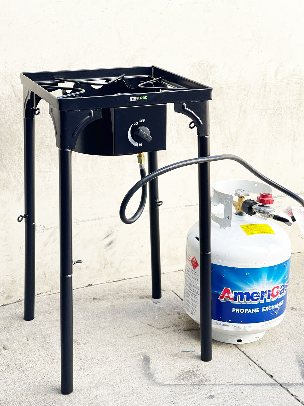 20,000 BTU Stand Up Single LP Propane Burner Outdoor Stove Camping Cooker w/Hose