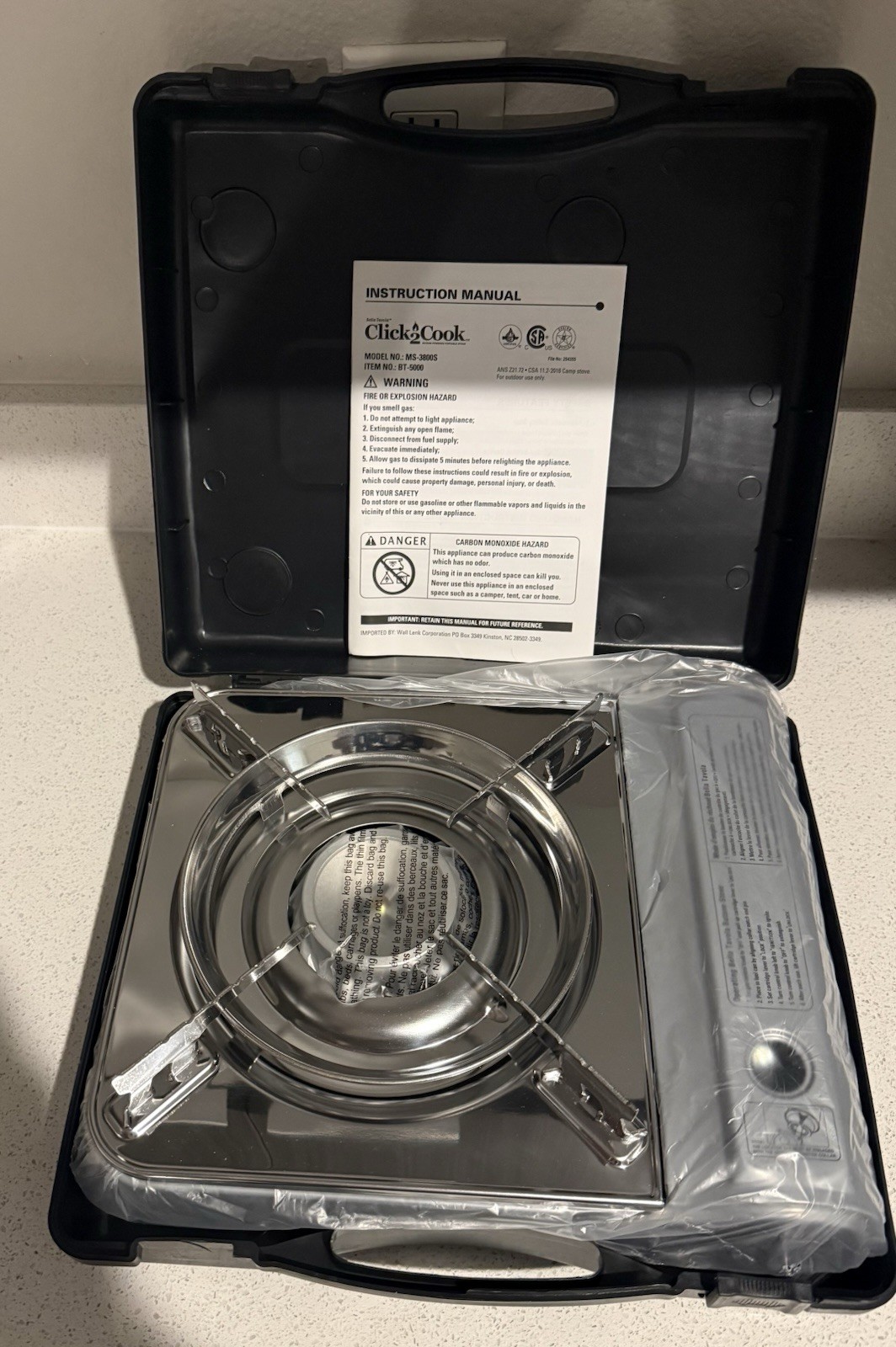 Click2Cook Stainless Portable Gas Camping Stove 8oz Butane Cans 9560 BTU – New