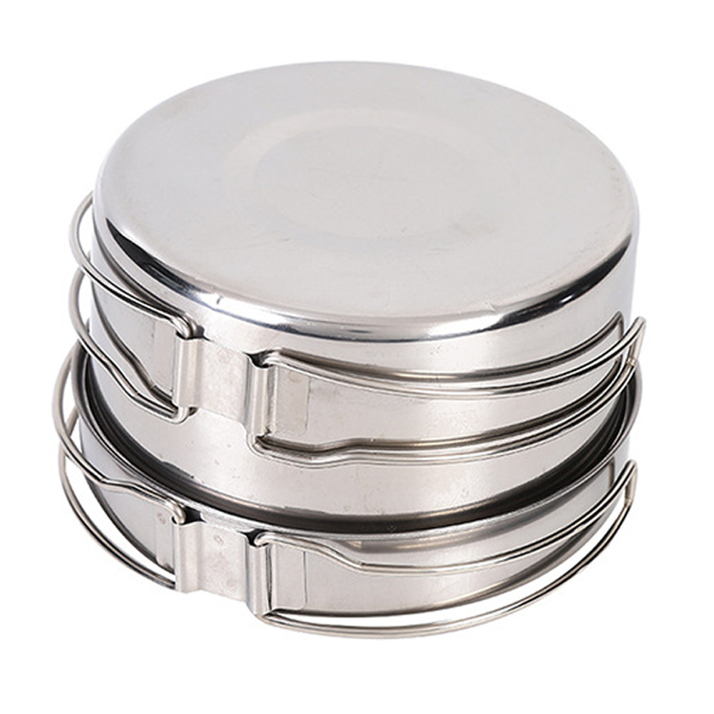 Outdoor 4-Piece Stainless Steel Cookware Set for 2-3 People Camping Hiking