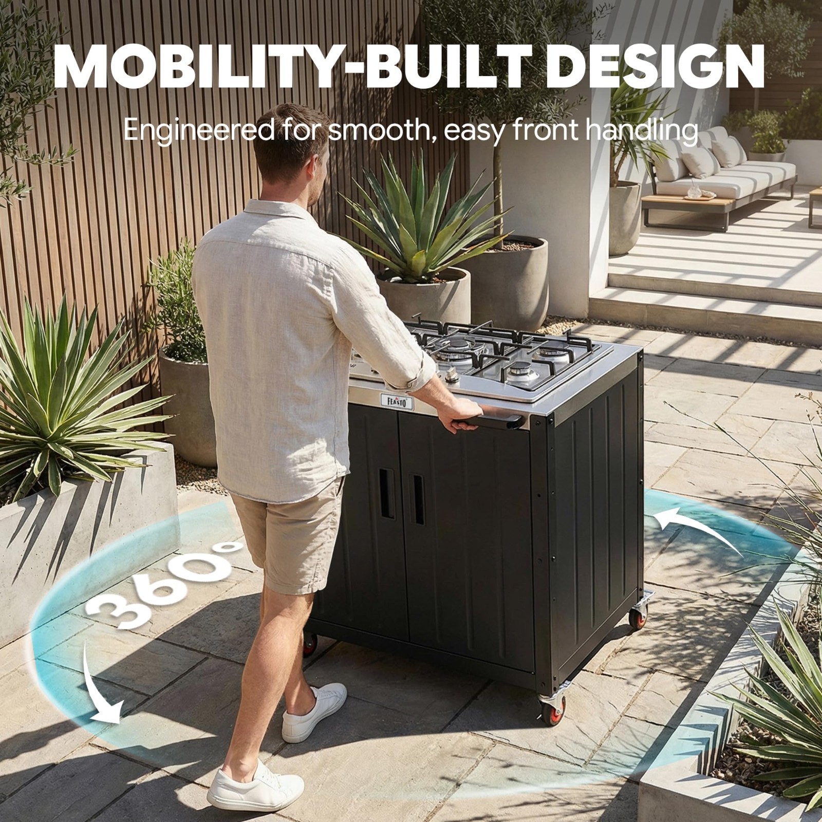 Outdoor Kitchen Island with Propane Gas Stove, 35″ Cooking Station, Stainless St