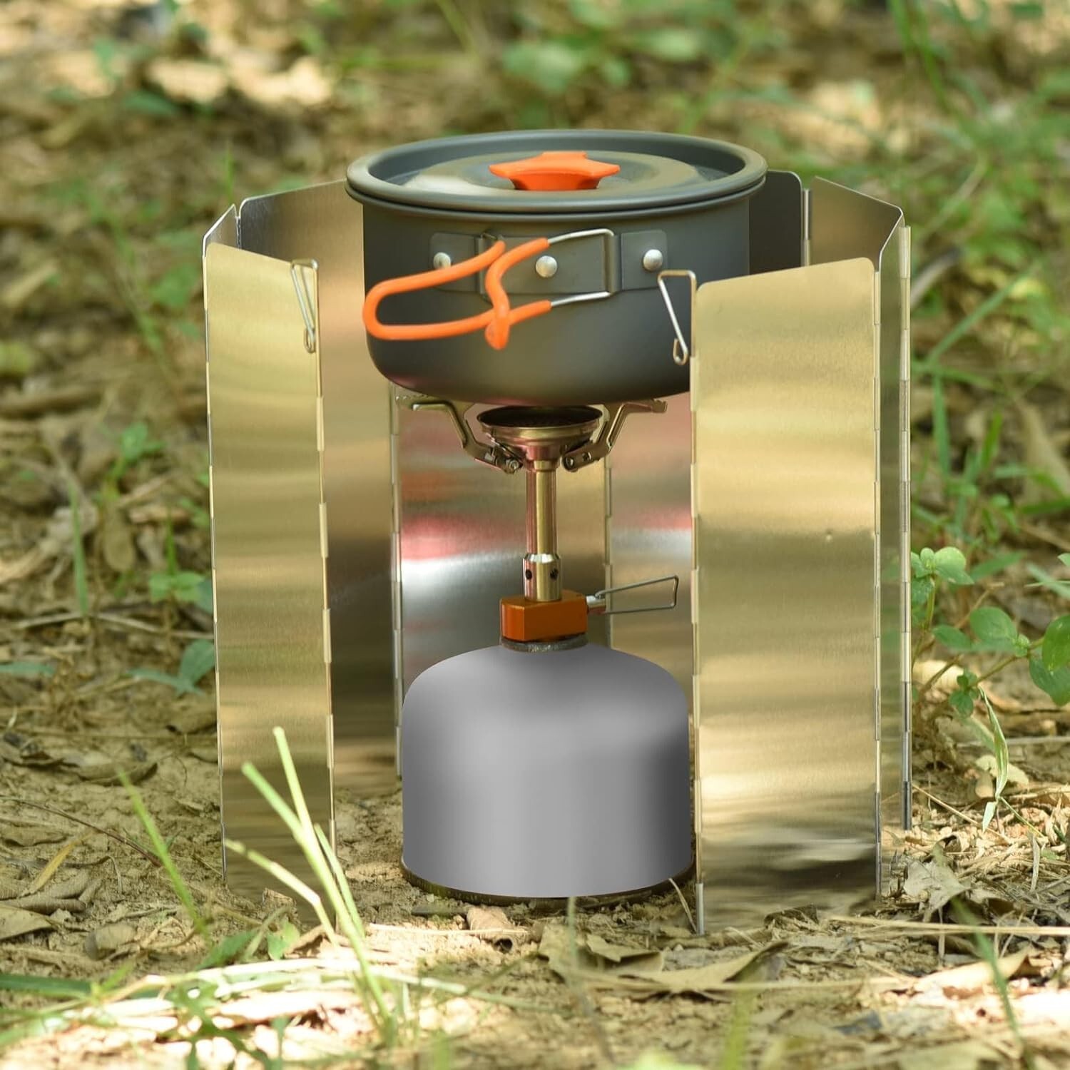 SEADESKY 8 Plates Camping Stove Windscreen Folding Outdoor 10″L x 3.9″W x 0.5″H