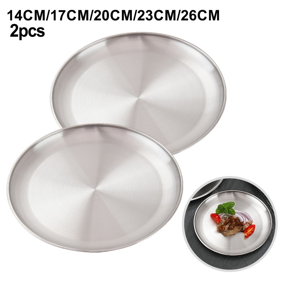 2pcs Stainless Steel For Camping Plates for Outdoor Kitchen and Picnics
