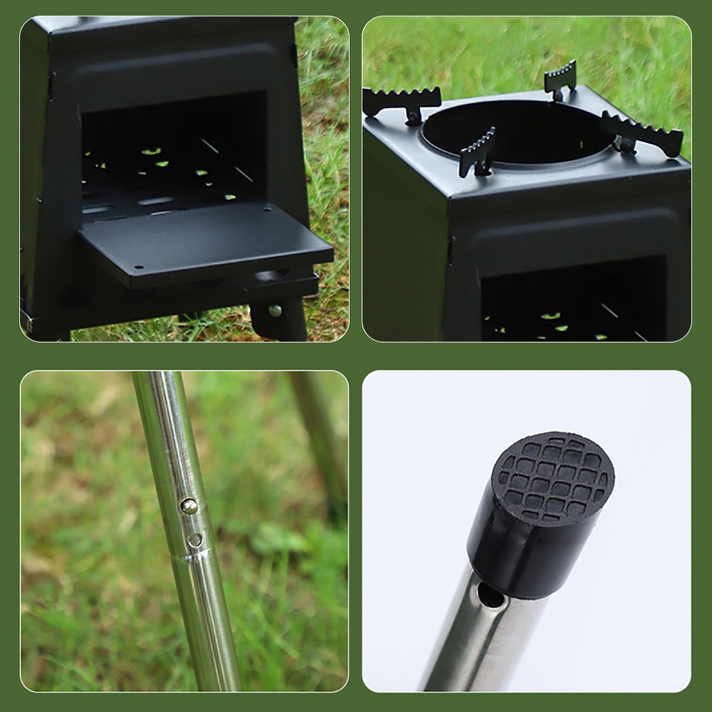 Wood Burning Camping Stove Portable Cast Iron Camping Wood Stove Oudoor Cooking