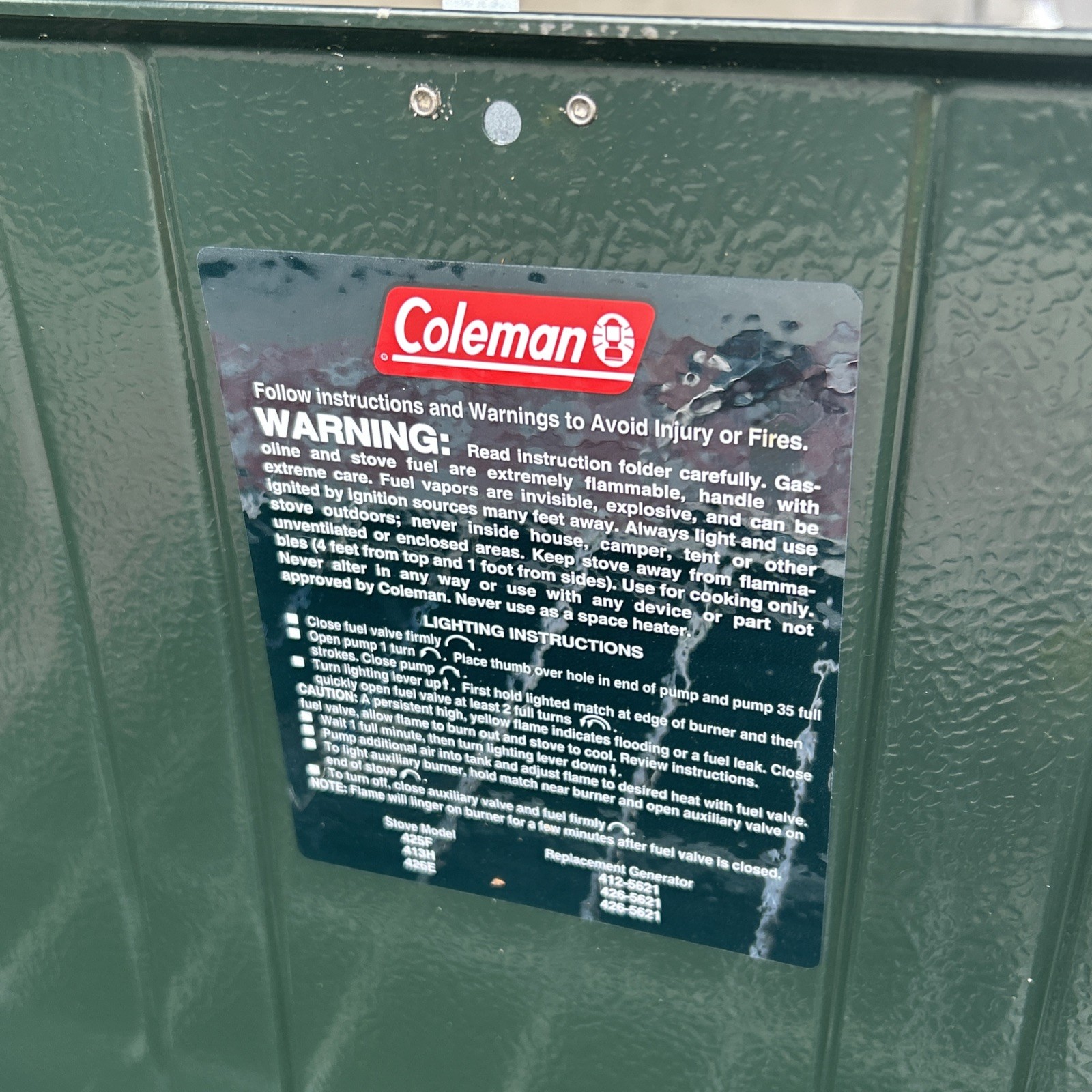 Coleman 413H Powerhouse Dual 2-Burner Gas Camp Stove Date 10/94