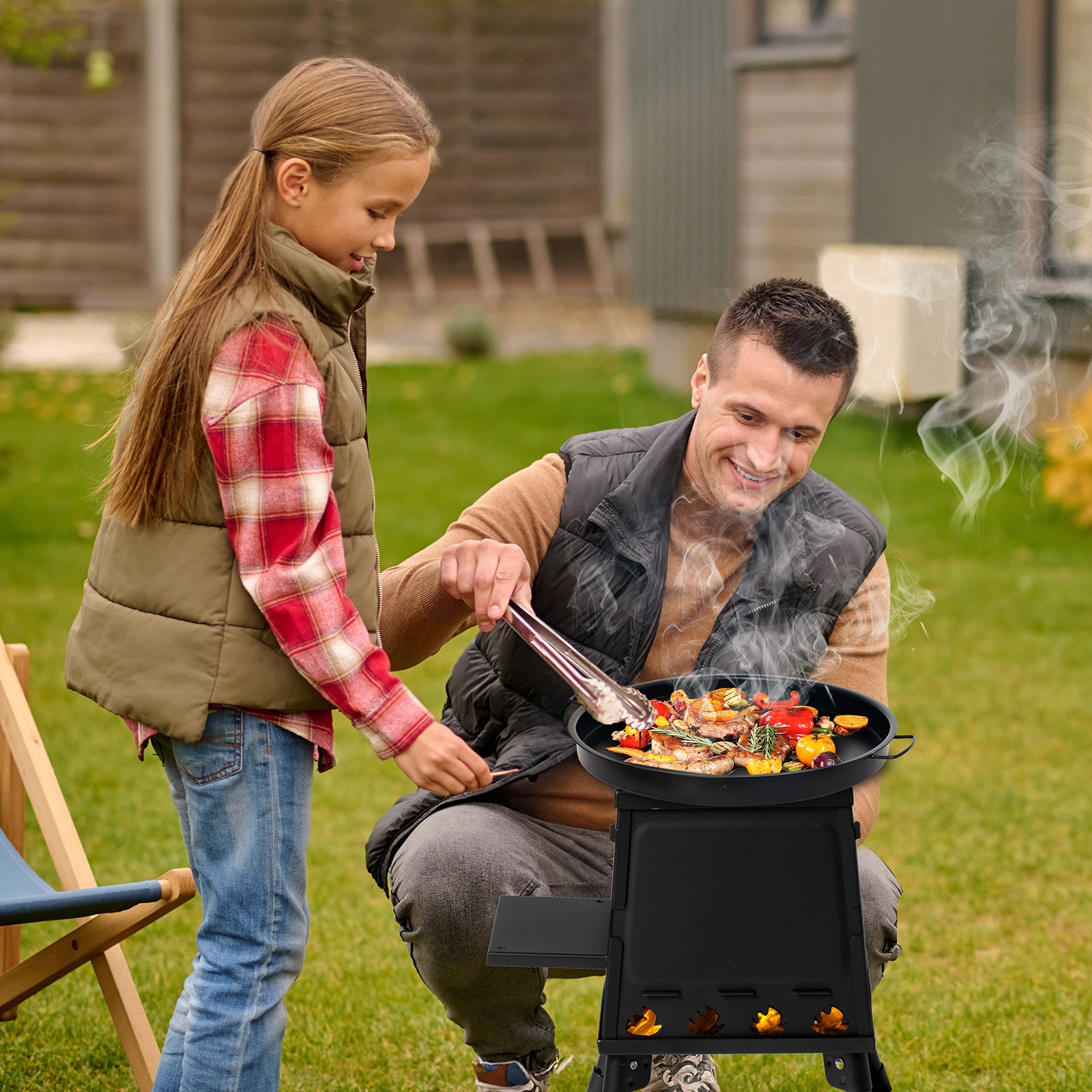 Outdoor Wood Burning Tent Stove, Portable Patio Heater, for Camping With Gloves