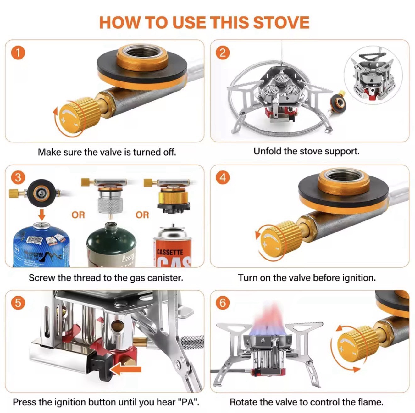 Windproof Three Head Furnace 3-Burner Gas Canister Stove .