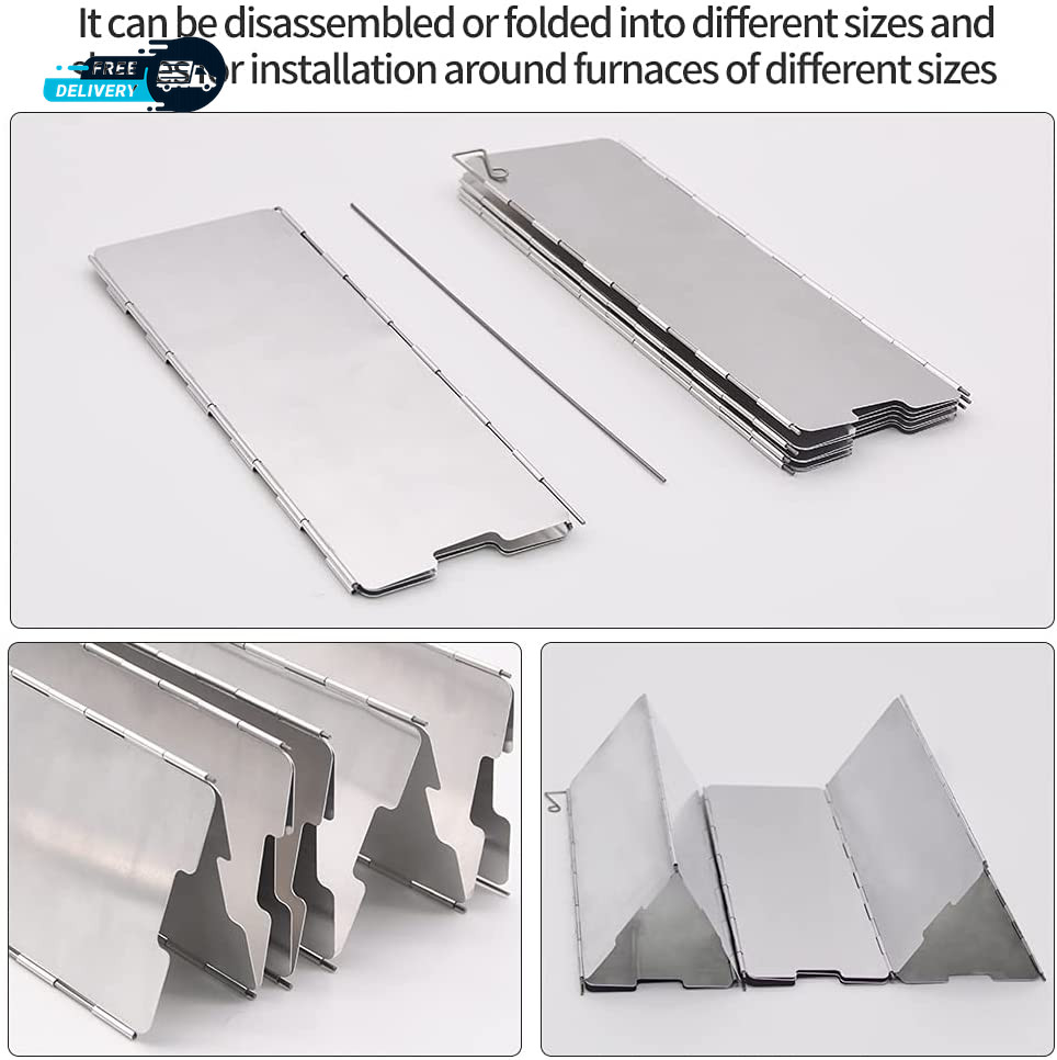 16 Plates Aluminum Stove Windshield with Drawstring Bag | for Camping Butane