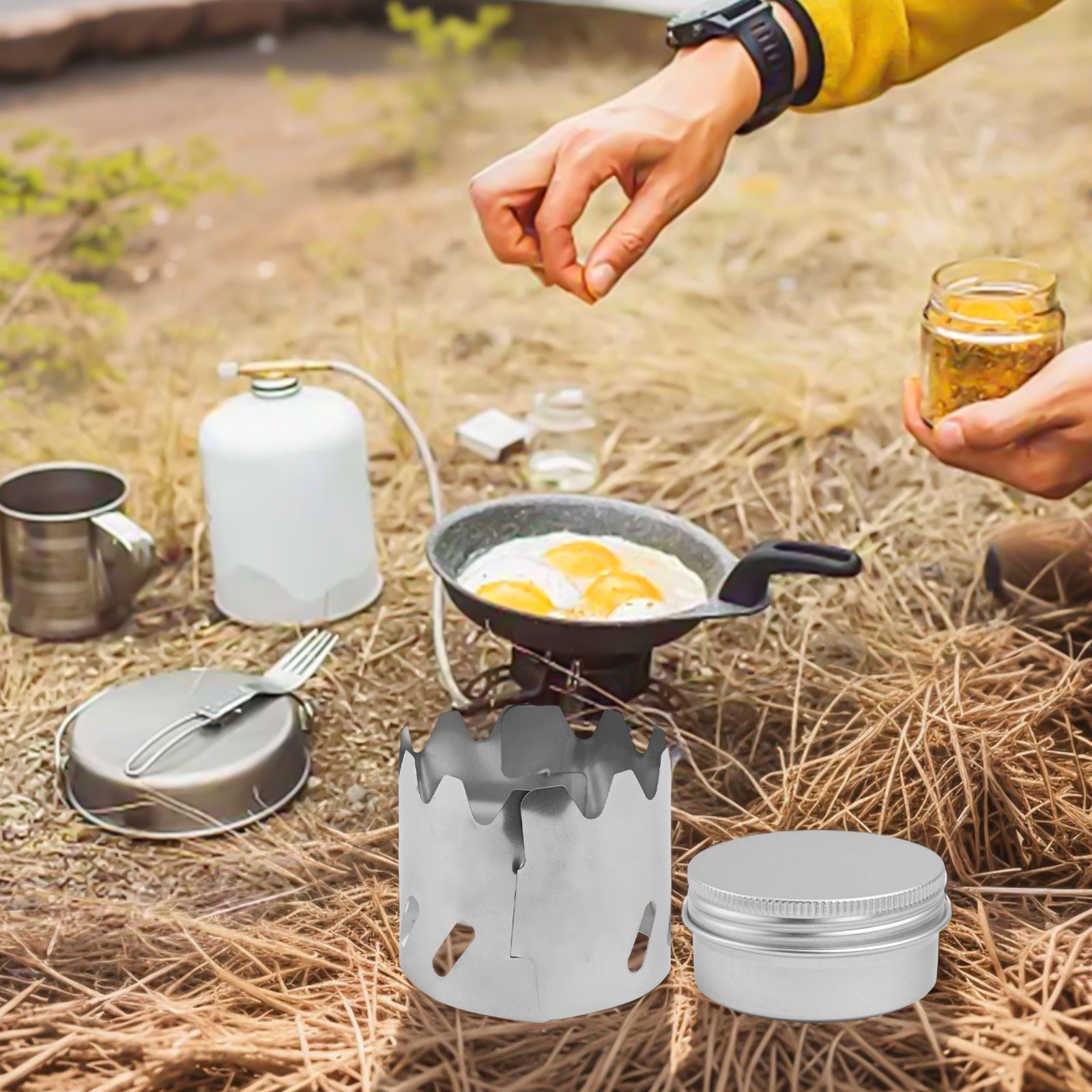 Backpacking Alcohol Stove Windshield with Fire Cover for Hiking and Picnics