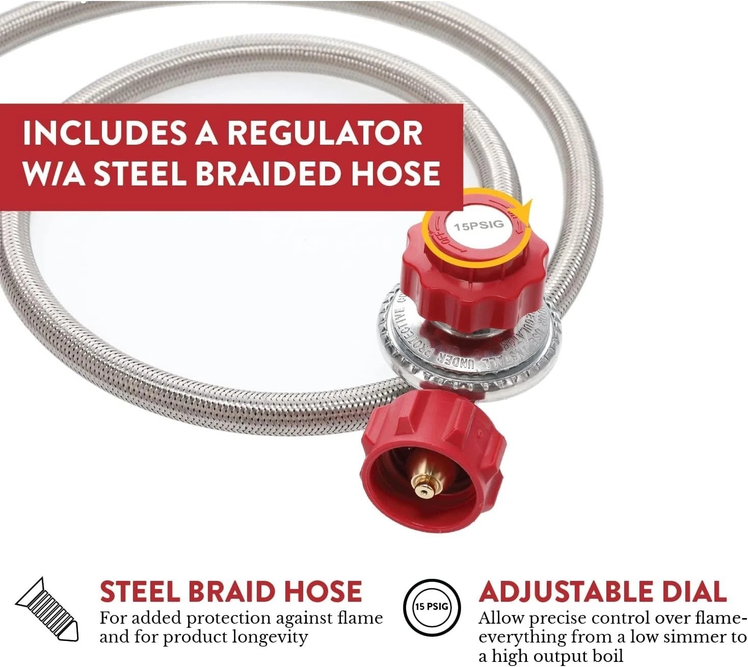 High Output Propane Burner with Safety Regulator and Adjustable Height