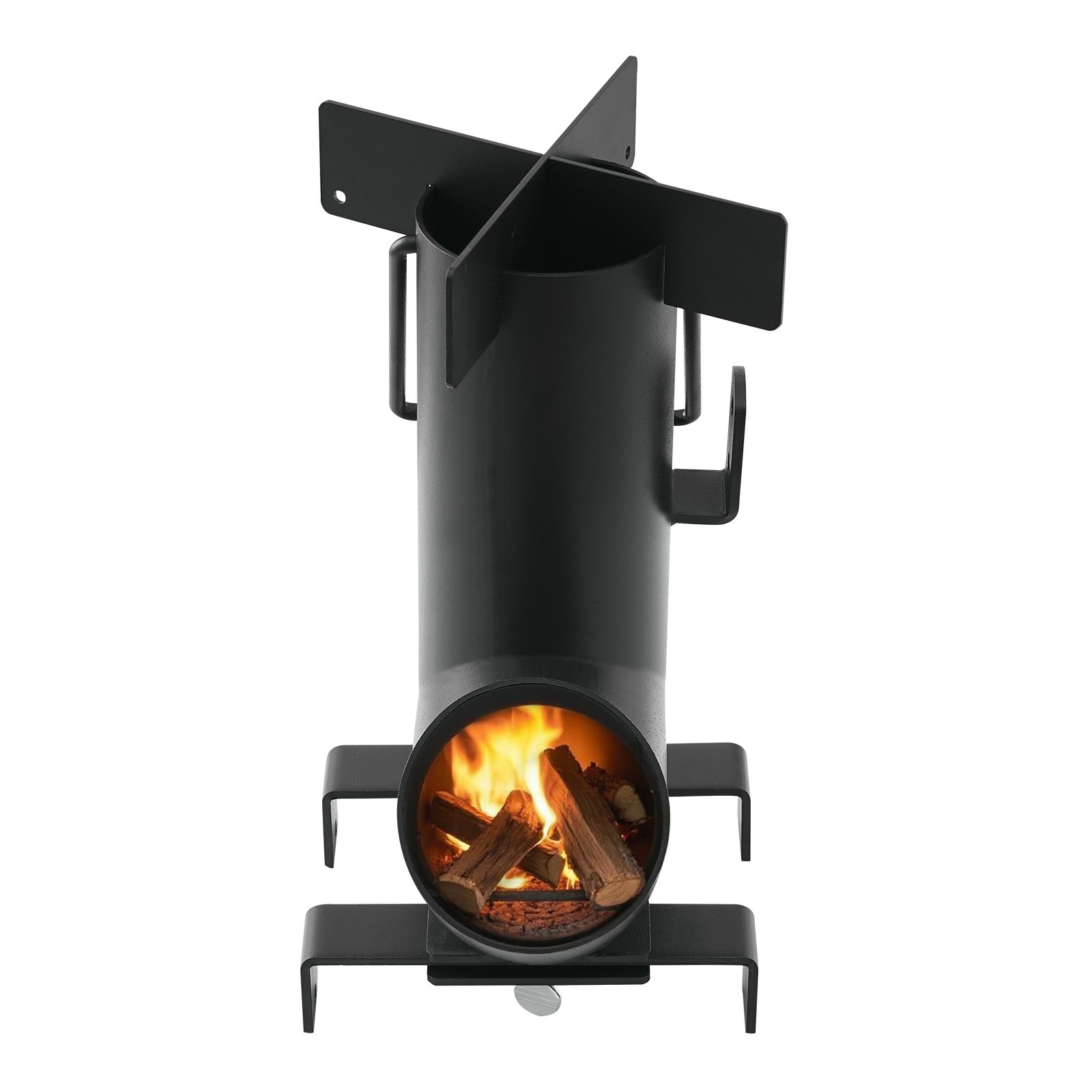 Portable Camping Rocket Stove – Burn Wood, Twigs for Outdoor Cooking, Black