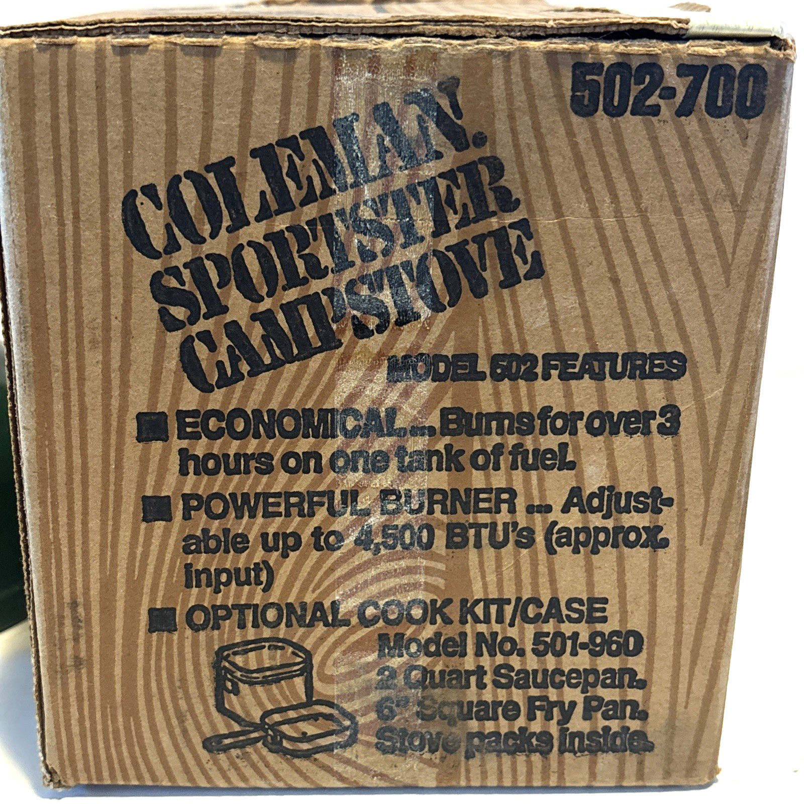 Vintage Coleman 502-700 Sportster Camping Stove w/ Box & Manual Green Made USA