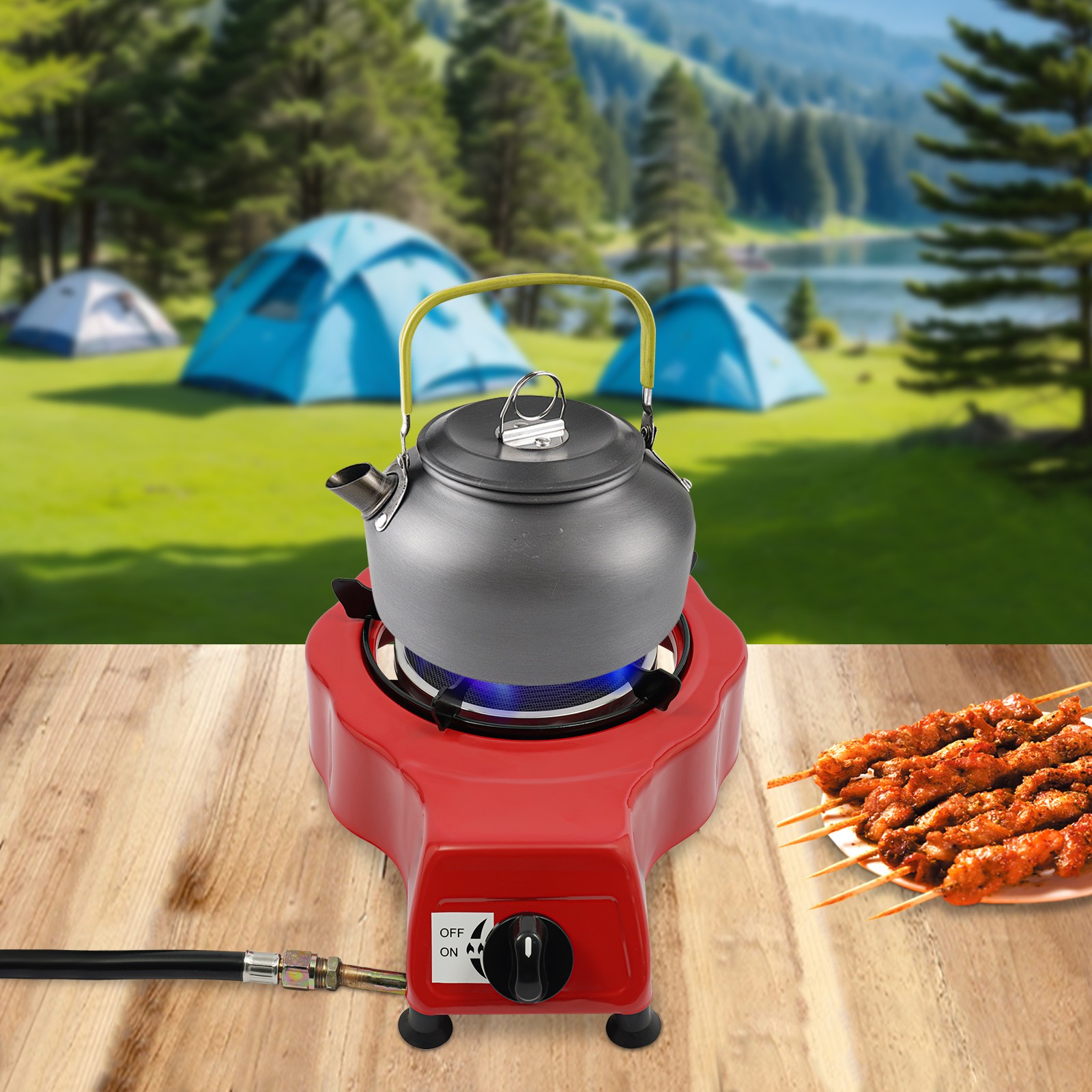 Single Gas Stove Burner Portable Propane Outdoor Camping Cooking BBQ w/Hose