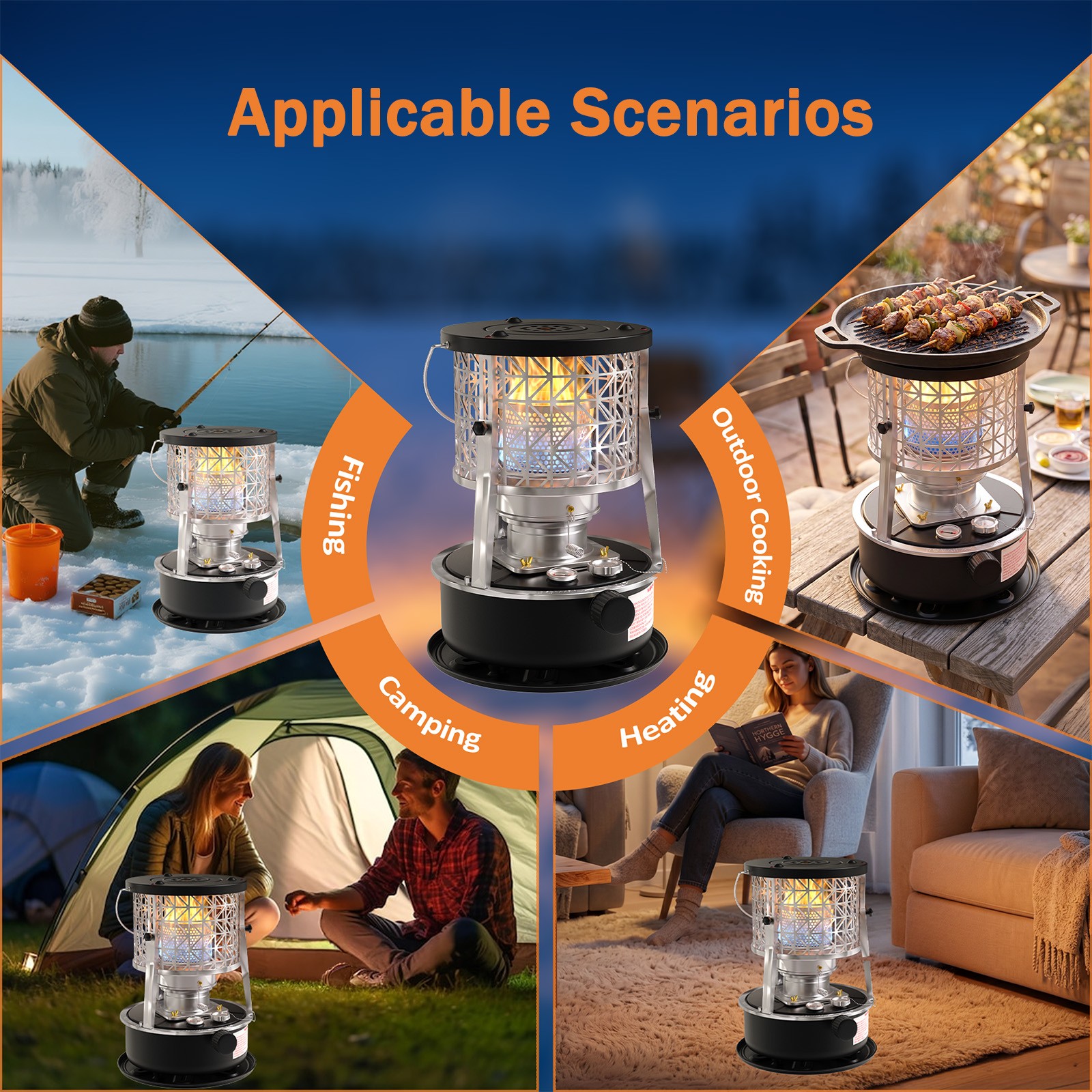 2600W Portable Oil-fired Petroleum Heater Stoves Camping for Indoor Outdoor – 5L