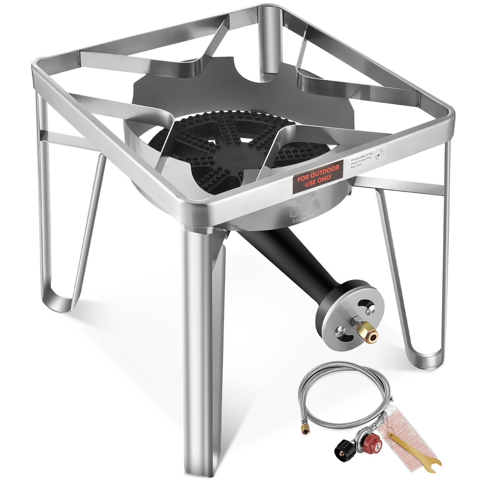 200,000 BTU Single Stainless Steel Propane Burner for Outdoor Cooking Gas Stove